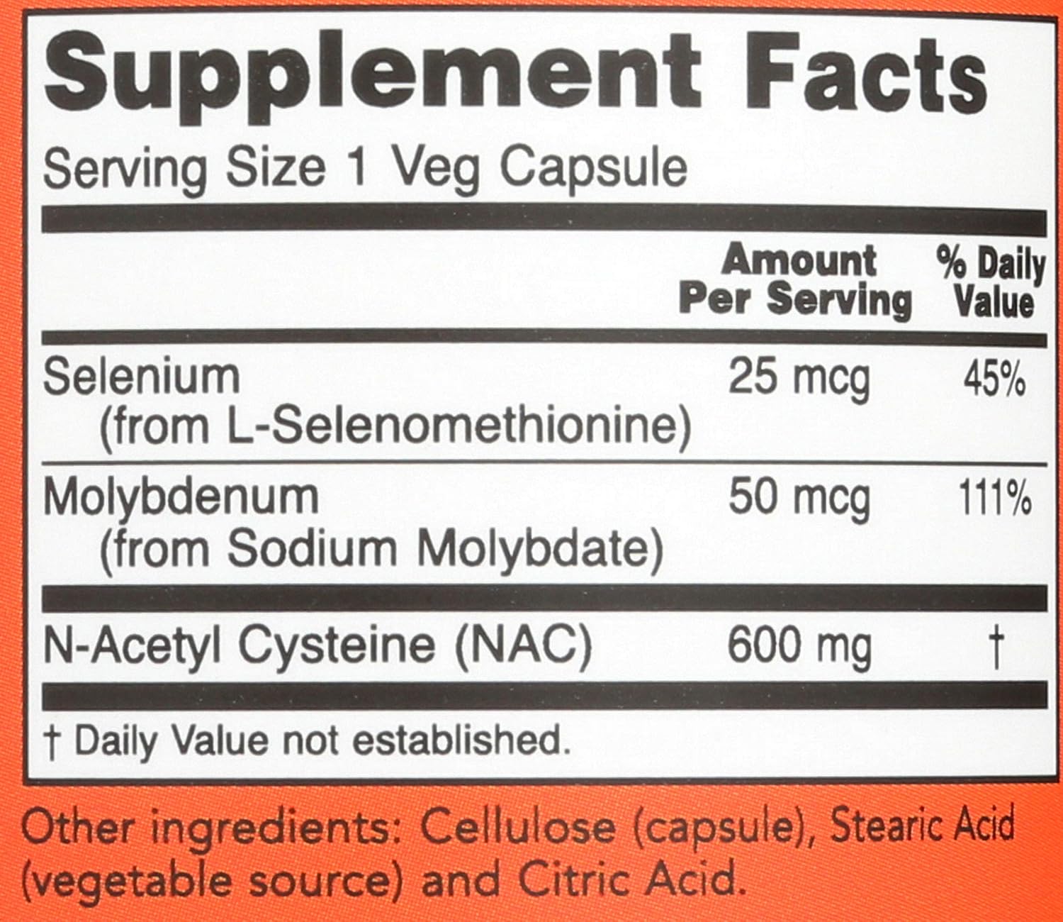 NOW Foods NAC 600 mg, 100 Capsules