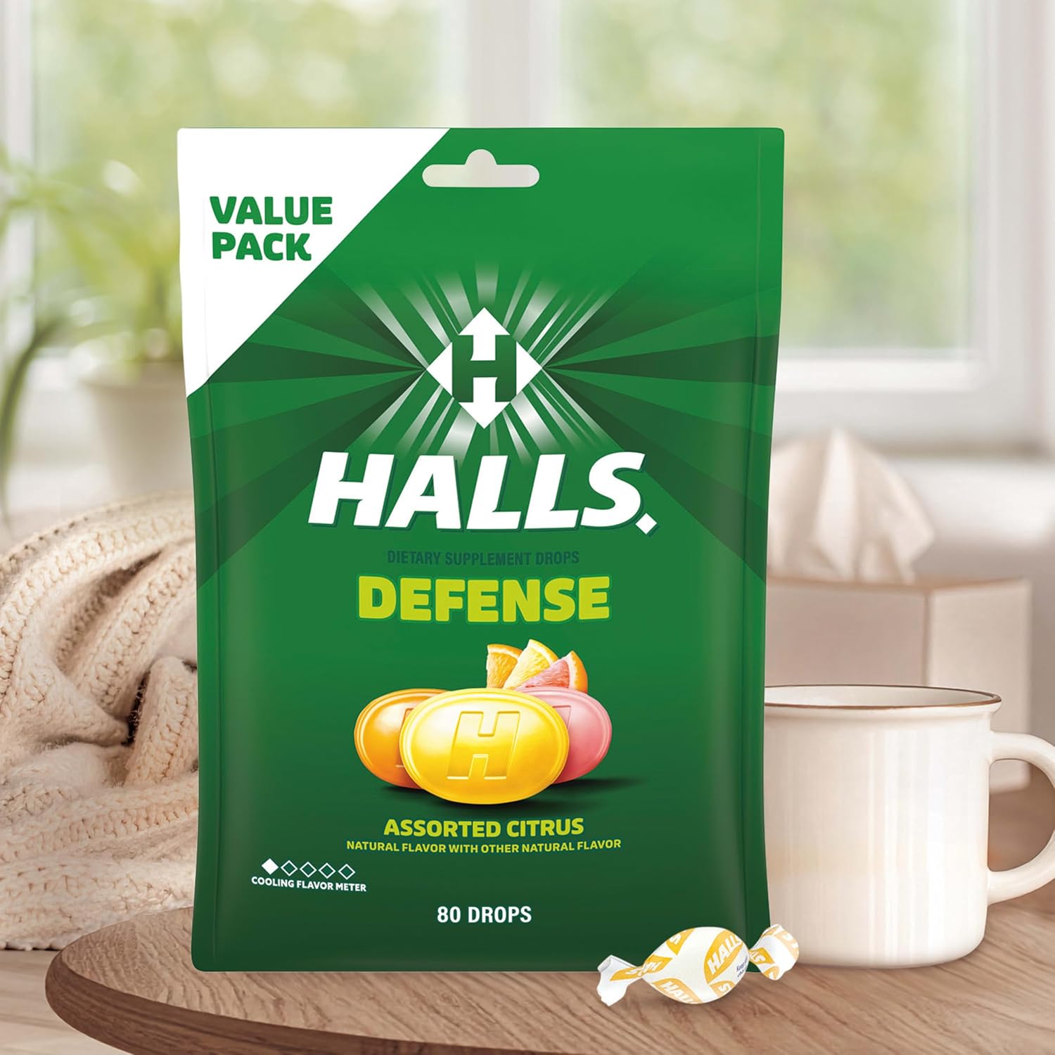 HALLS Defense Assorted Citrus Vitamin C Drops – 80 Count