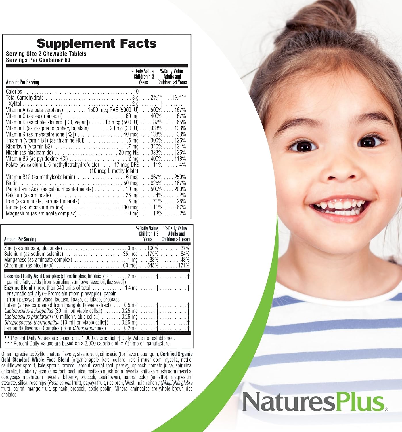 NaturesPlus Animal Parade Source of Life Gold Children's Multivitamin - Orange Flavour - 120 Chewable Tablets