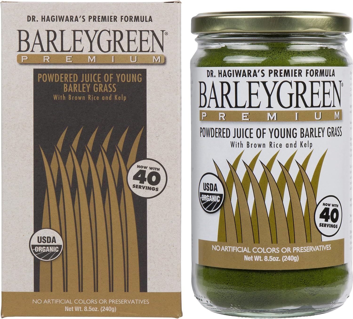 Dr. Hagiwara's Original Premium Barley Grass Juice Powder with Kelp - Organic, 240 g (8.5 oz)