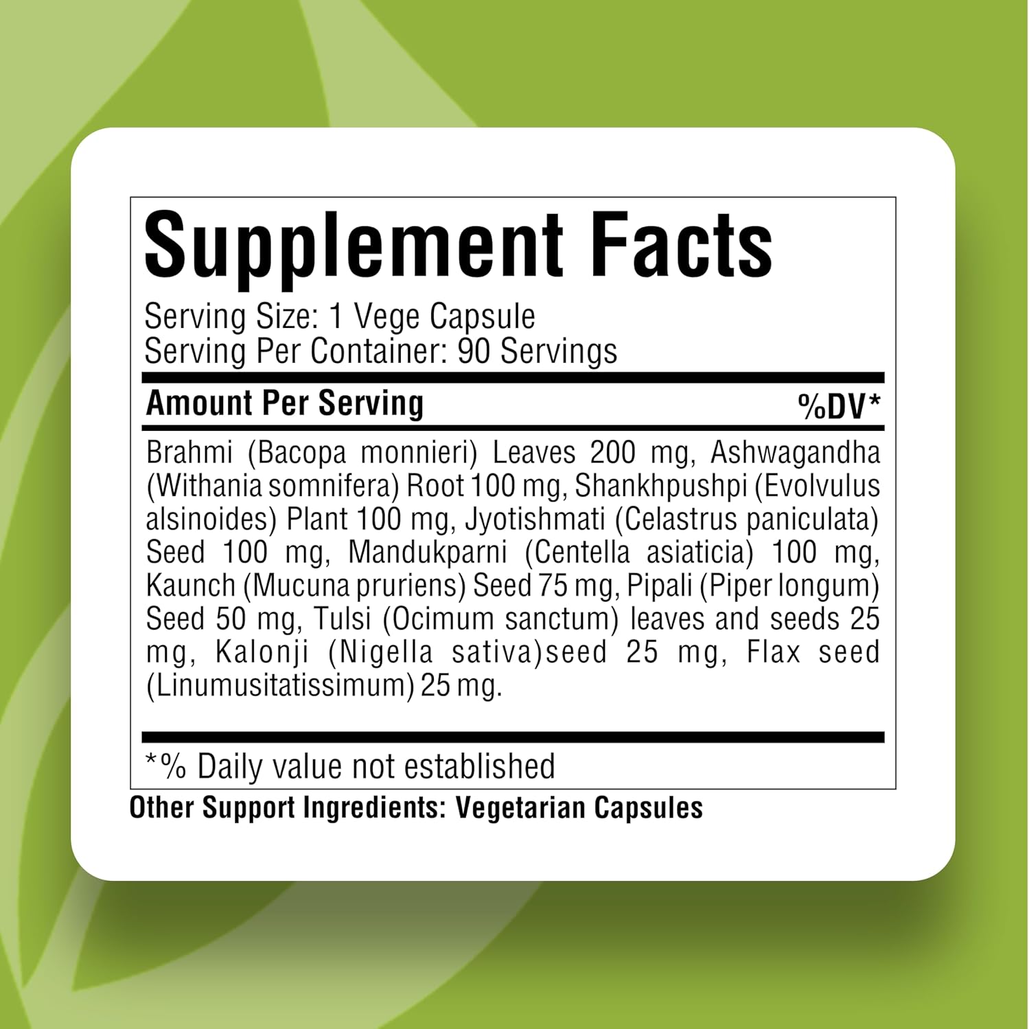 Herbsforever Omega Mind – Ayurvedic Brain & Cognitive Support with 10 Herbal Extracts, 90 Vegetarian Capsules