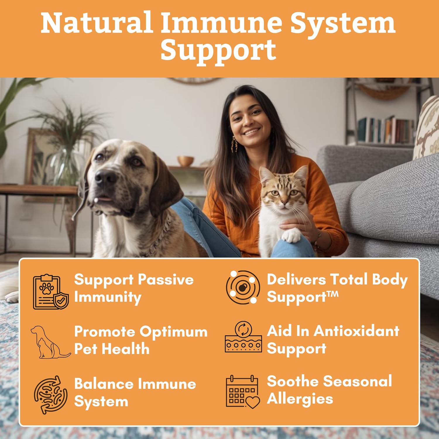 Wholistic Pet Organics Vitamin C Powder for Dogs & Cats – Allergy & Itch Relief, Immune Support – 57 g