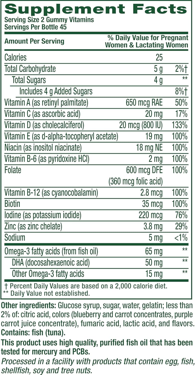 vitafusion Prenatal Gummy Vitamins - Raspberry Lemonade Flavour with Folate and DHA, 90 Count