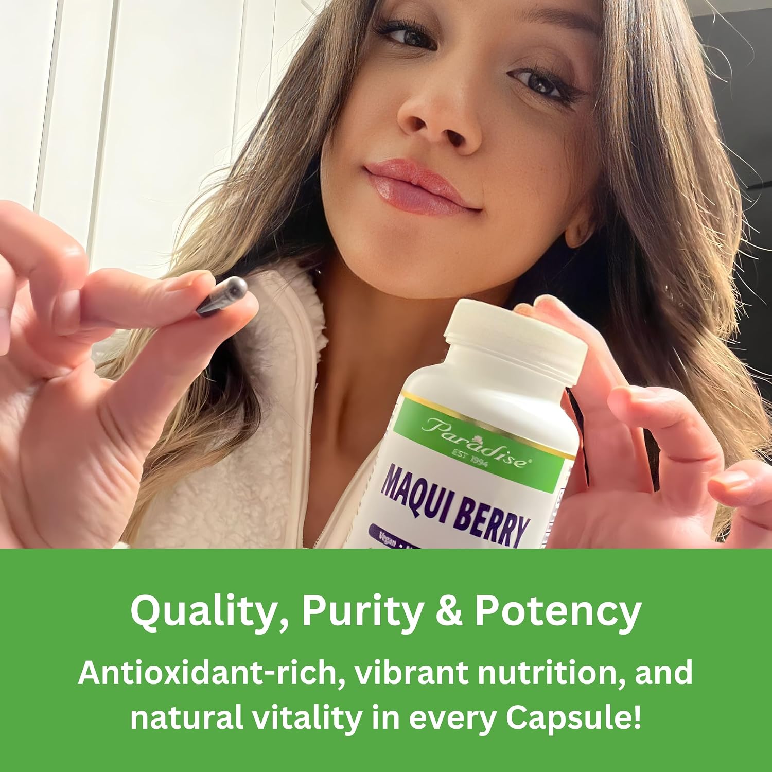 Paradise Herbs, Organic Maqui Berry Extract, 400 mg, Fresh Freeze-Dried Concentrate for Superior Potency, Non-GMO, Vegan, 60 Capsules