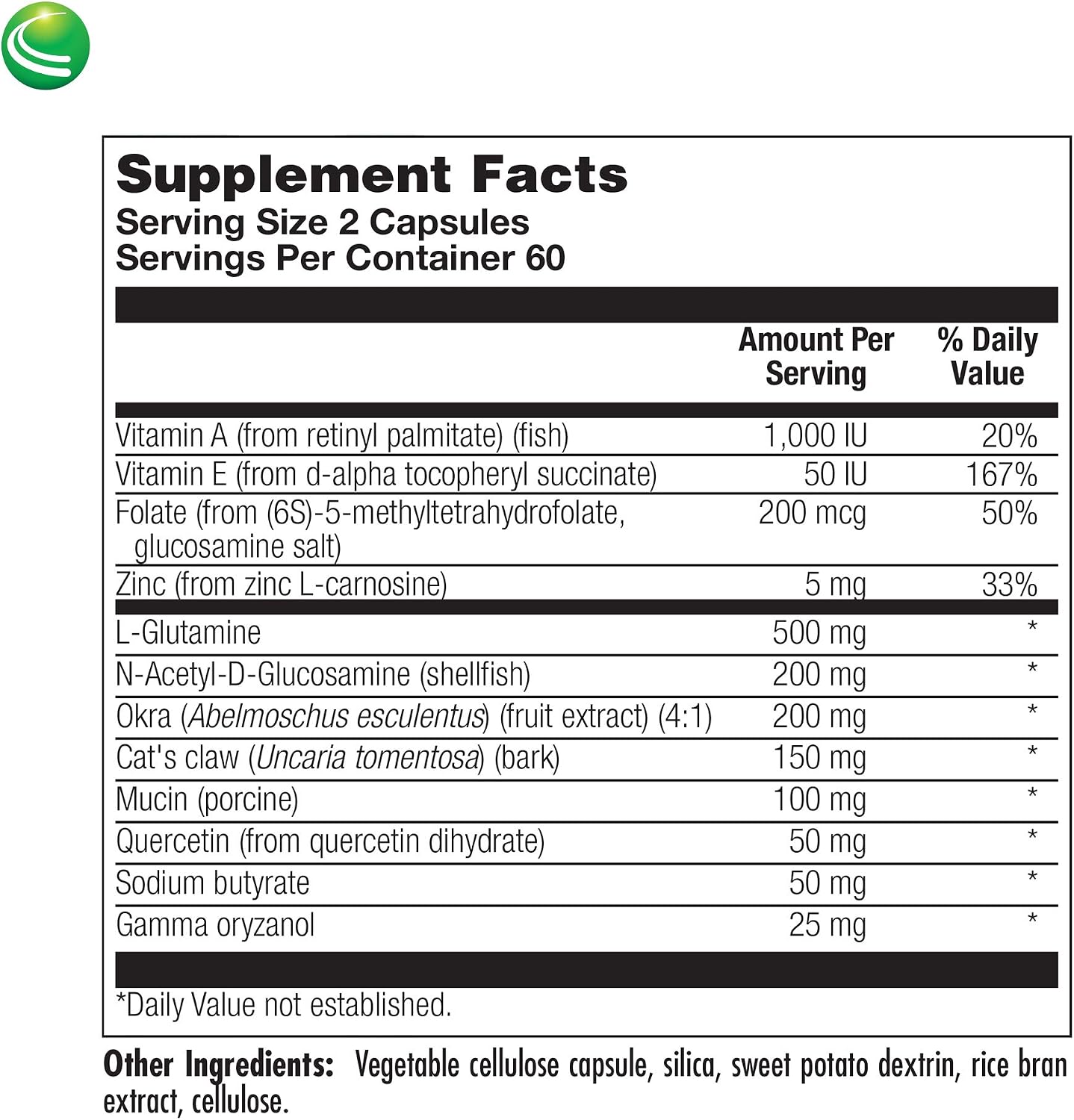Nutra BioGenesis Intestinal Repair Capsules – Gut Health Supplement with Sodium Butyrate, L-Glutamine – 120 Capsules