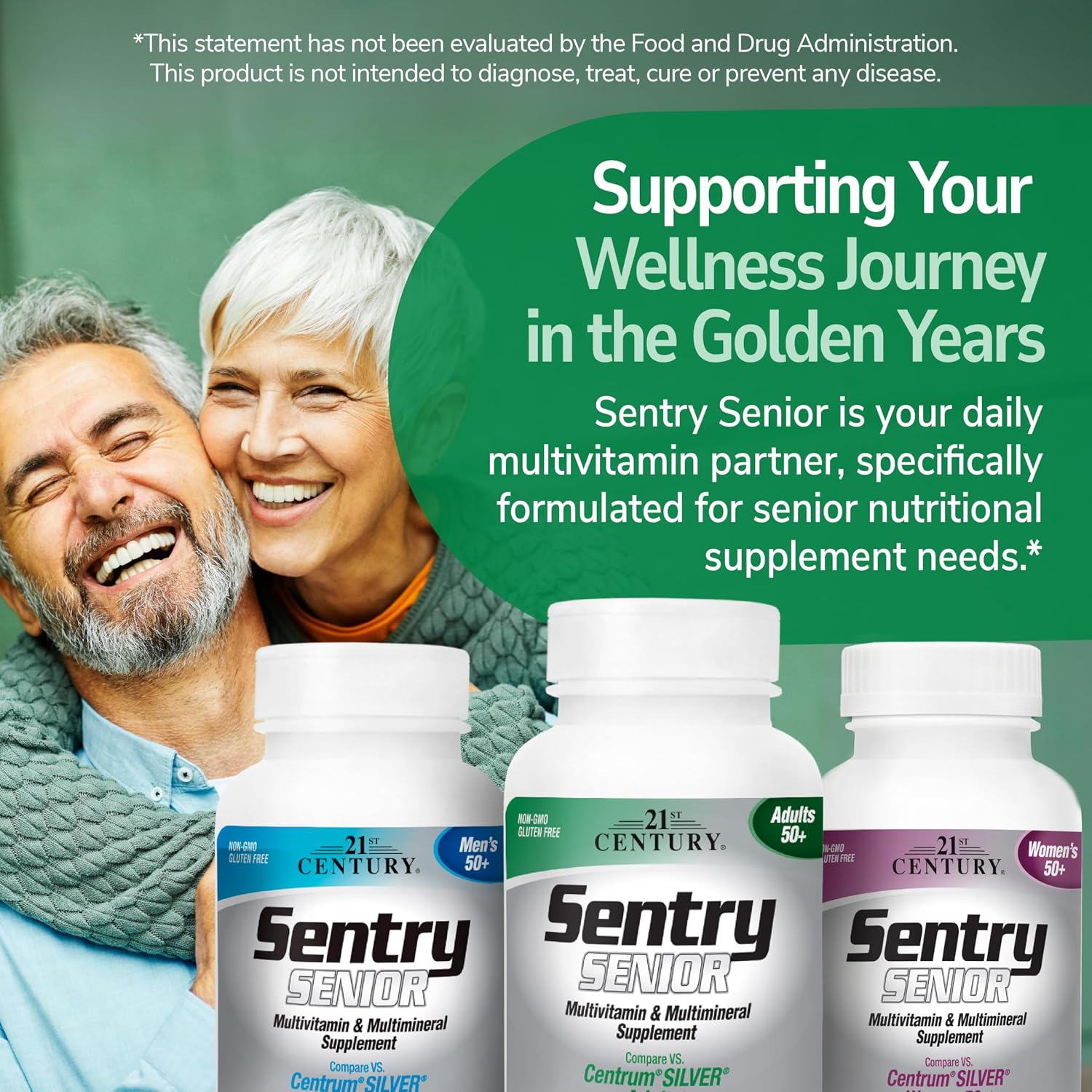 21st Century Sentry Senior Multivitamin for Adults 50+ – Heart, Eye & Bone Health Support, Non-GMO, Gluten-Free, 265 Tablets