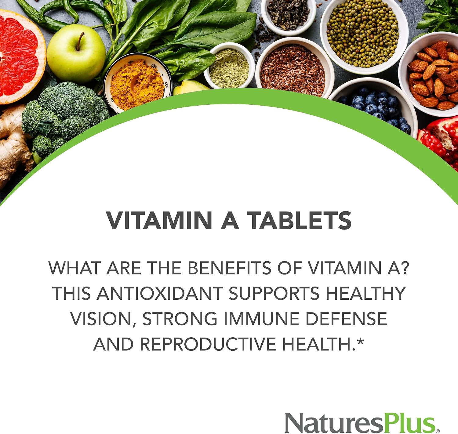 NaturesPlus Vitamin A 10,000 IU – Water-Dispersible Tablets for Vision, Skin & Immune Health