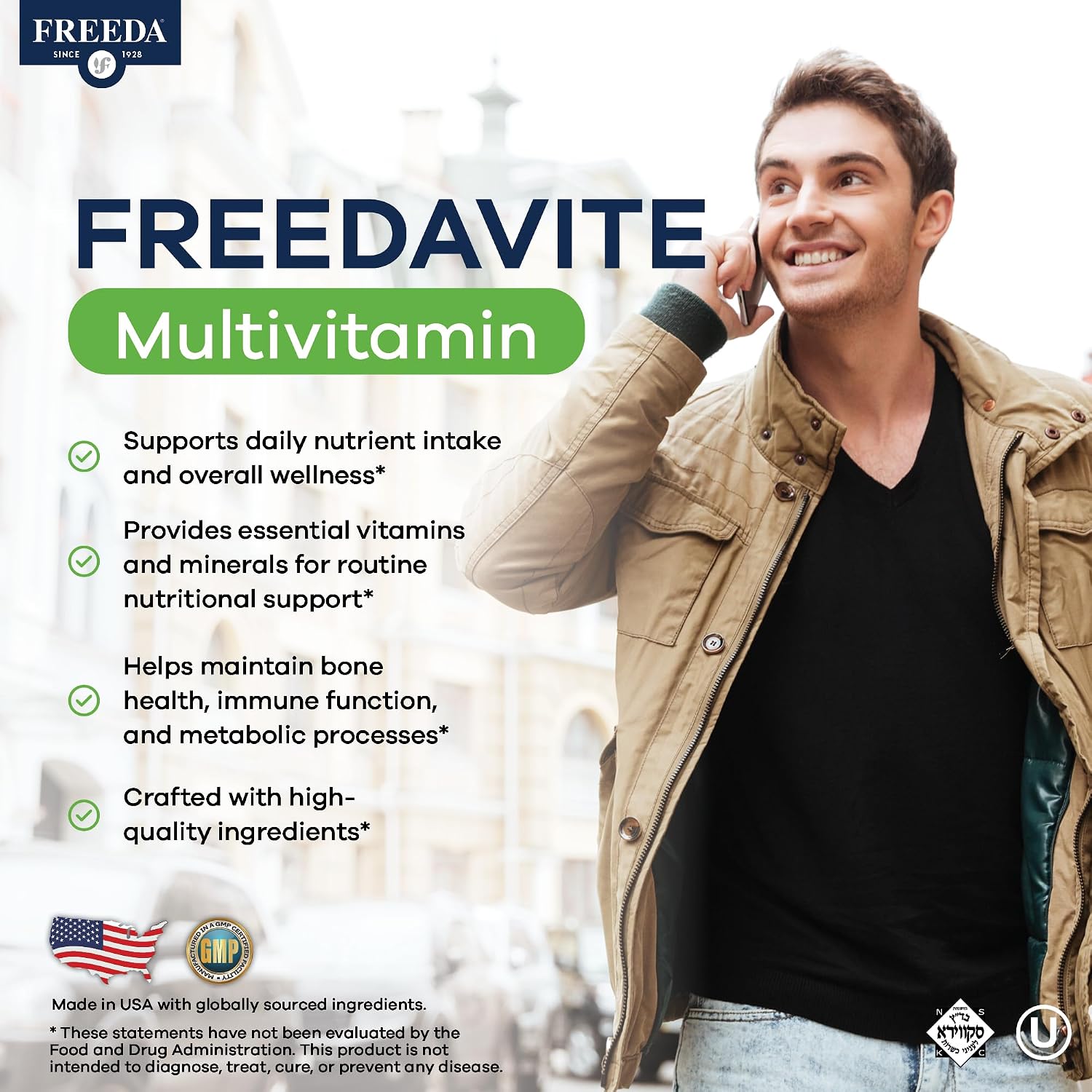 Freedavite Tiny Tablet - Moderate Multivitamin for Men and Women - Pure Vitamin A, C, D, E, B1, B2, B6, B12, Biotin, Calcium, Zinc, Iron, Magnesium, Manganese, Copper, Selenium, Iodine - 250 Count