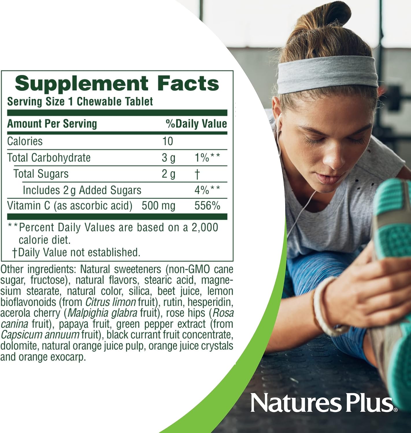 NaturesPlus Orange Juice Chewable Vitamin C – 500 mg, 90 Tablets