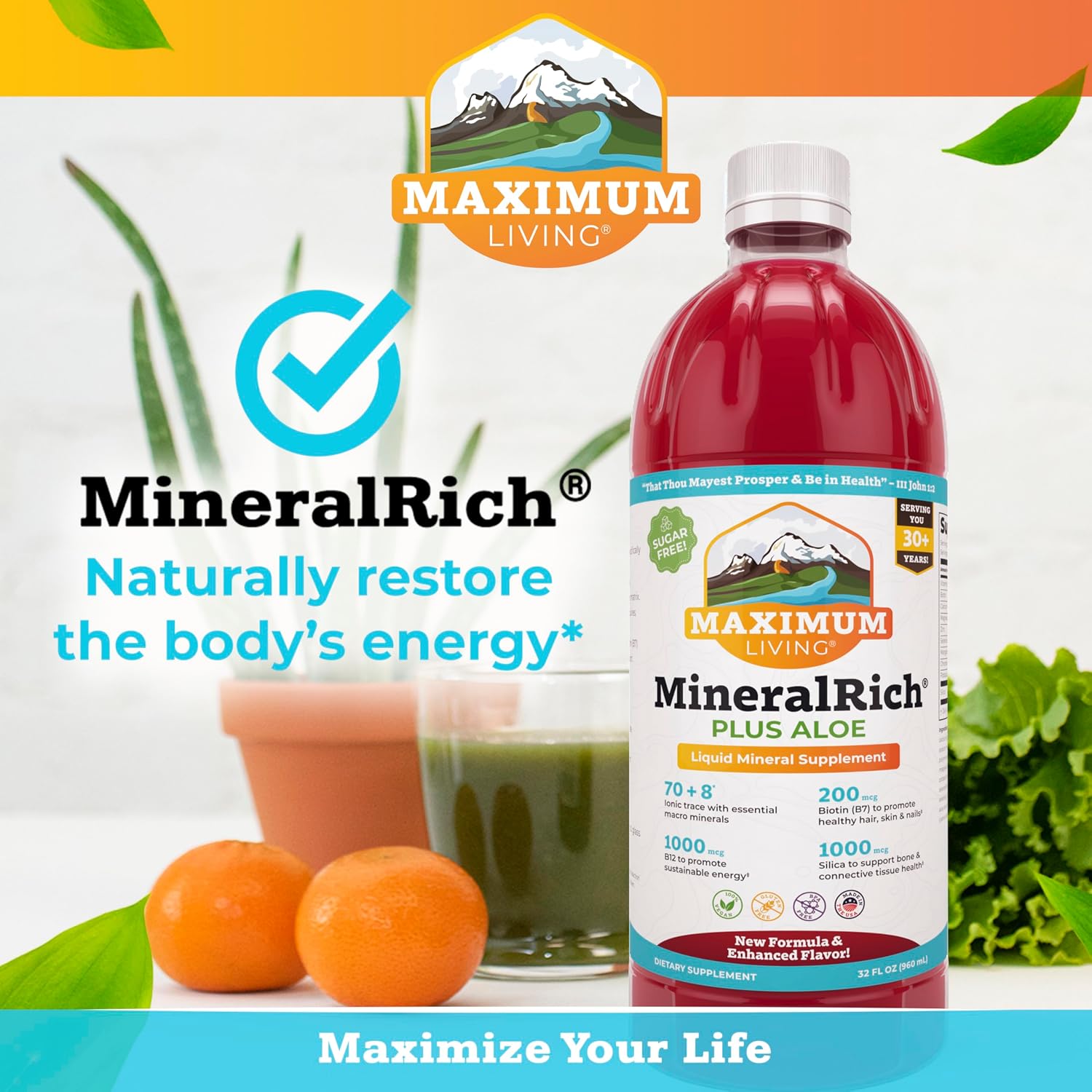 Maximum Living MineralRich Liquid Mineral Supplement with Aloe - 946 mL