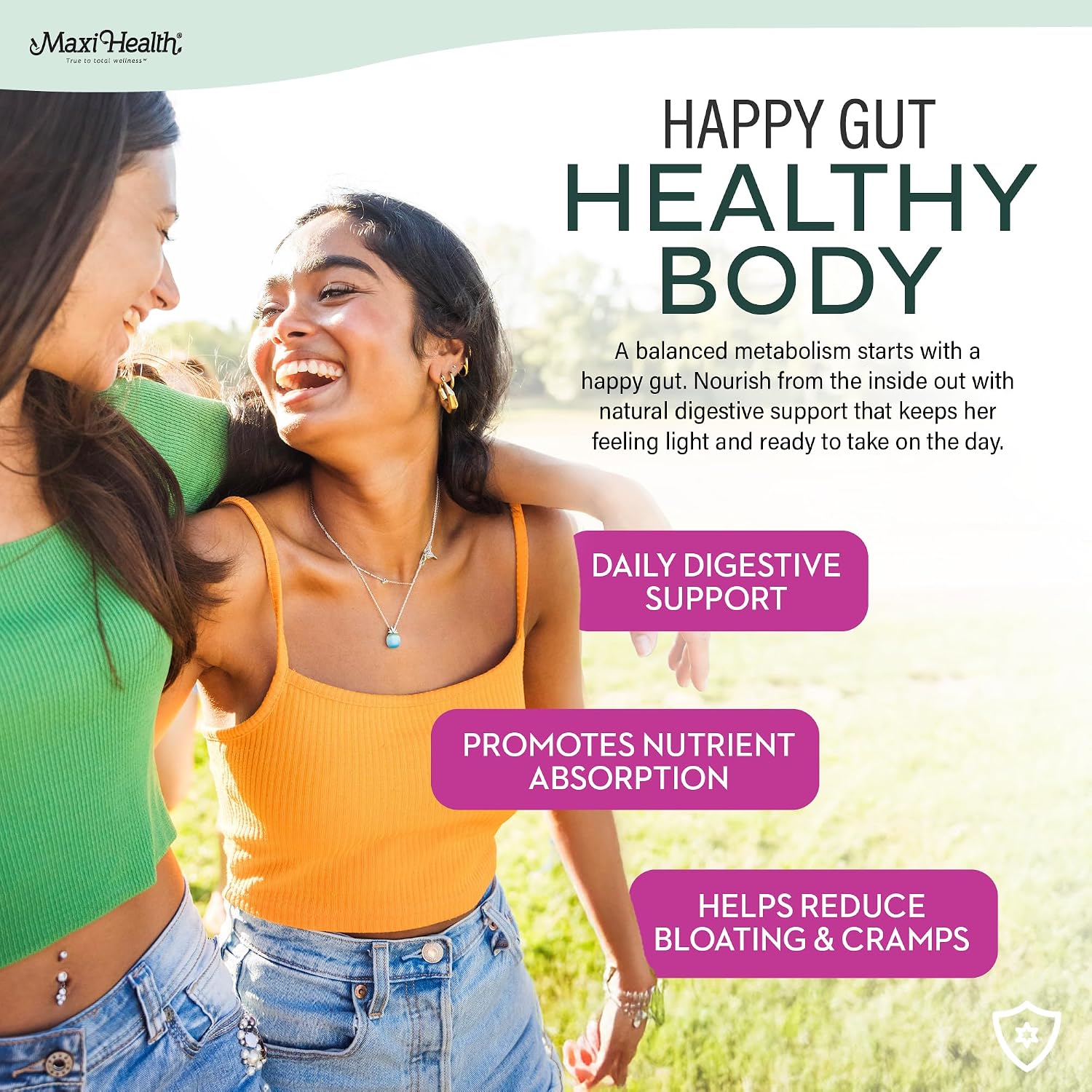 Maxi Health Teen Vitamins for Girls 12-17 – Teen Multivitamin with Vitamin D3, Iron, Calcium, Biotin, Zinc, Digestive Enzymes – 120 Tablets