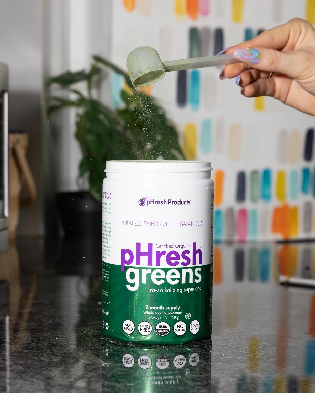 pHresh Greens Raw Alkalising Superfood Greens Powder - 2 Month Supply - Vegan, Kosher, Gluten Free