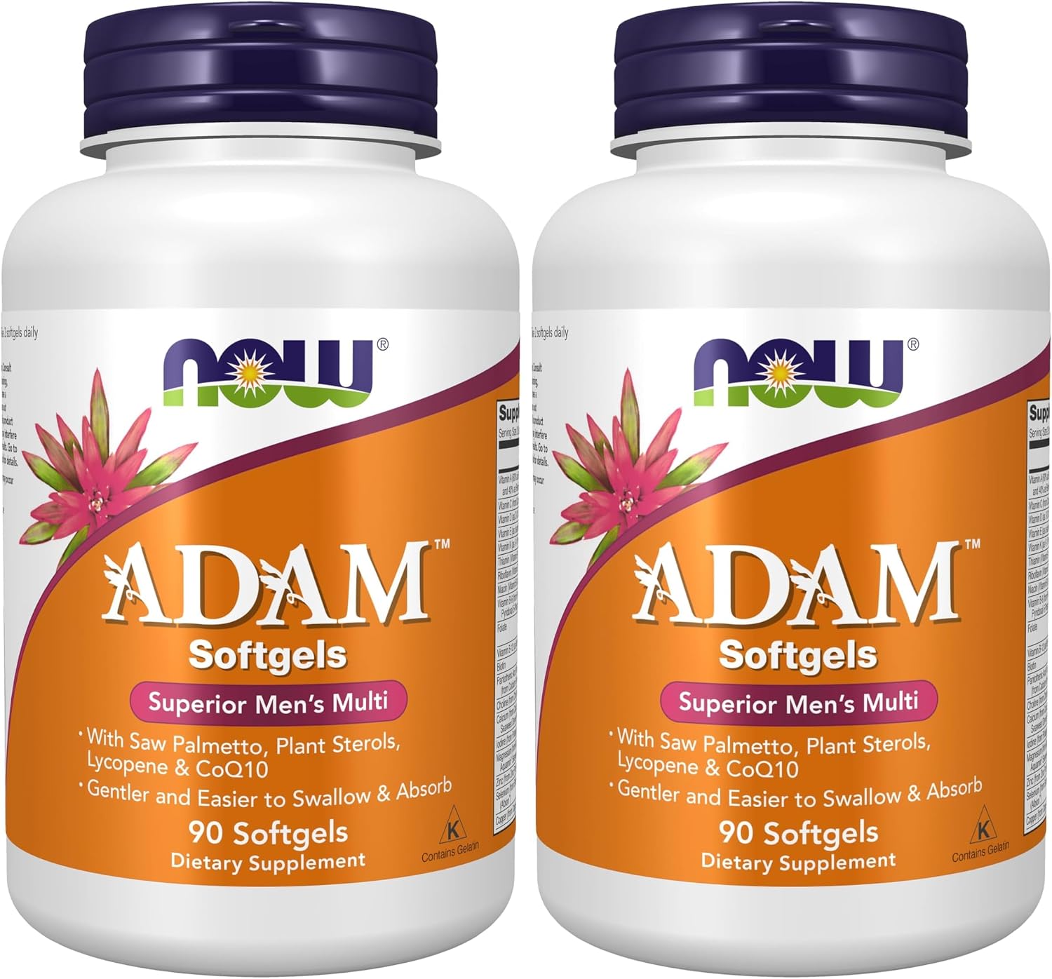 NOW Supplements, ADAM™ Men's Multivitamin with Saw Palmetto, Plant Sterols, Lycopene and CoQ10, 90 Softgels