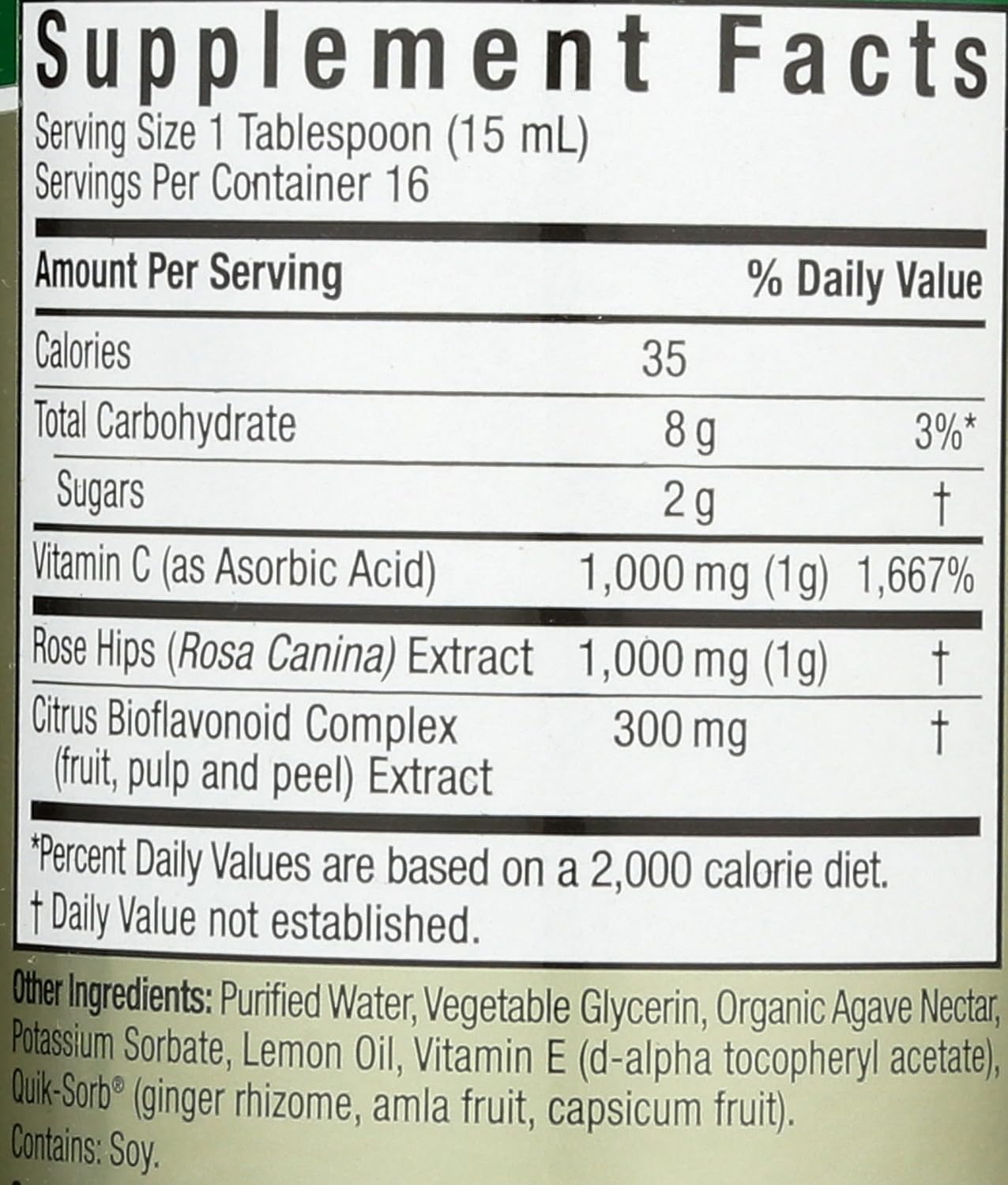 Nature's Answer Liquid Vitamin C 1000 mg with Rose Hips & Bioflavonoids, 237 mL