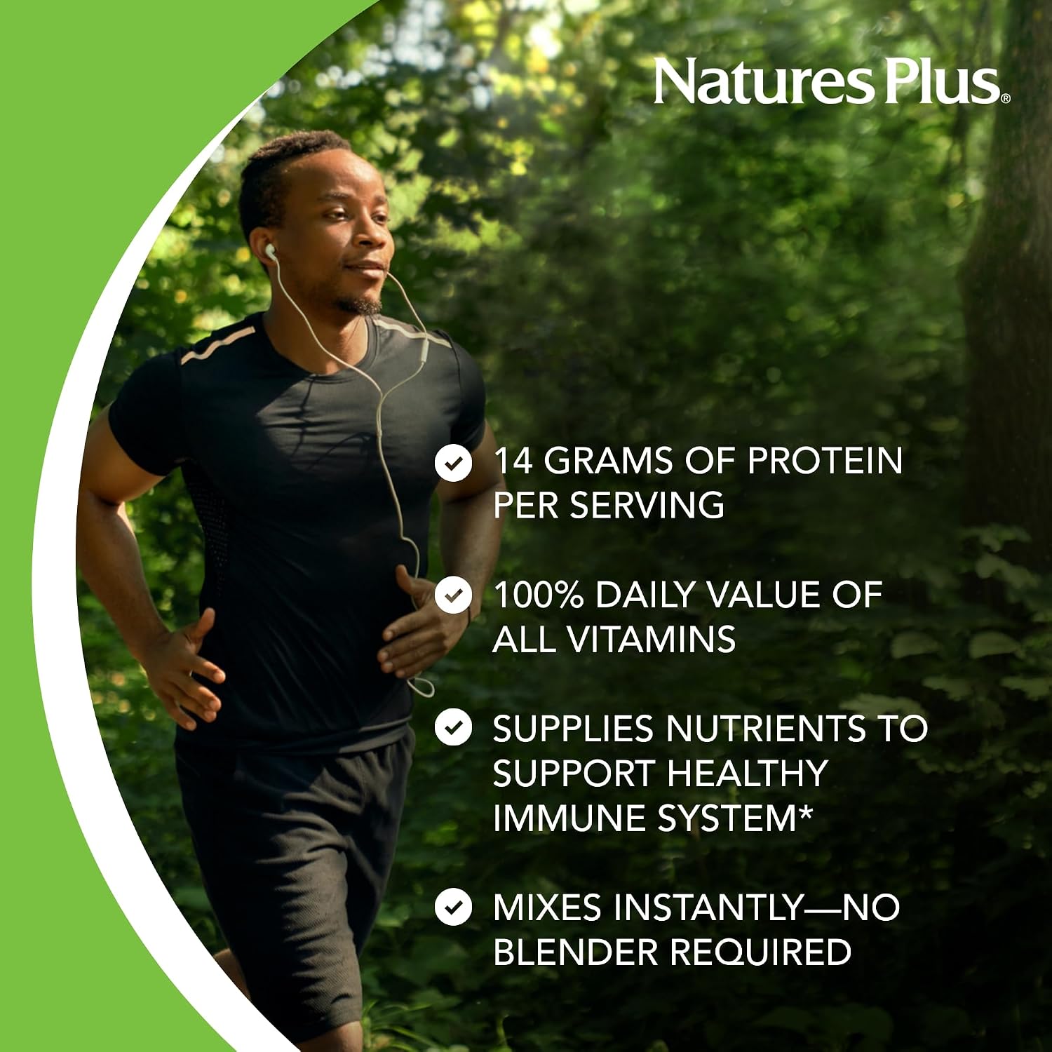 NaturesPlus SPIRU-TEIN, Peaches and Cream - 1.02 kg - Plant-Based Protein Powder with Vitamins & Minerals, Vegetarian, Gluten Free