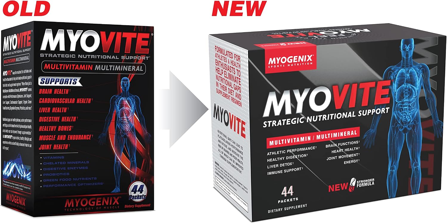 Myogenix Myovite Multivitamin for Athletes – Joint, Heart & Digestive Support – 44 Packets
