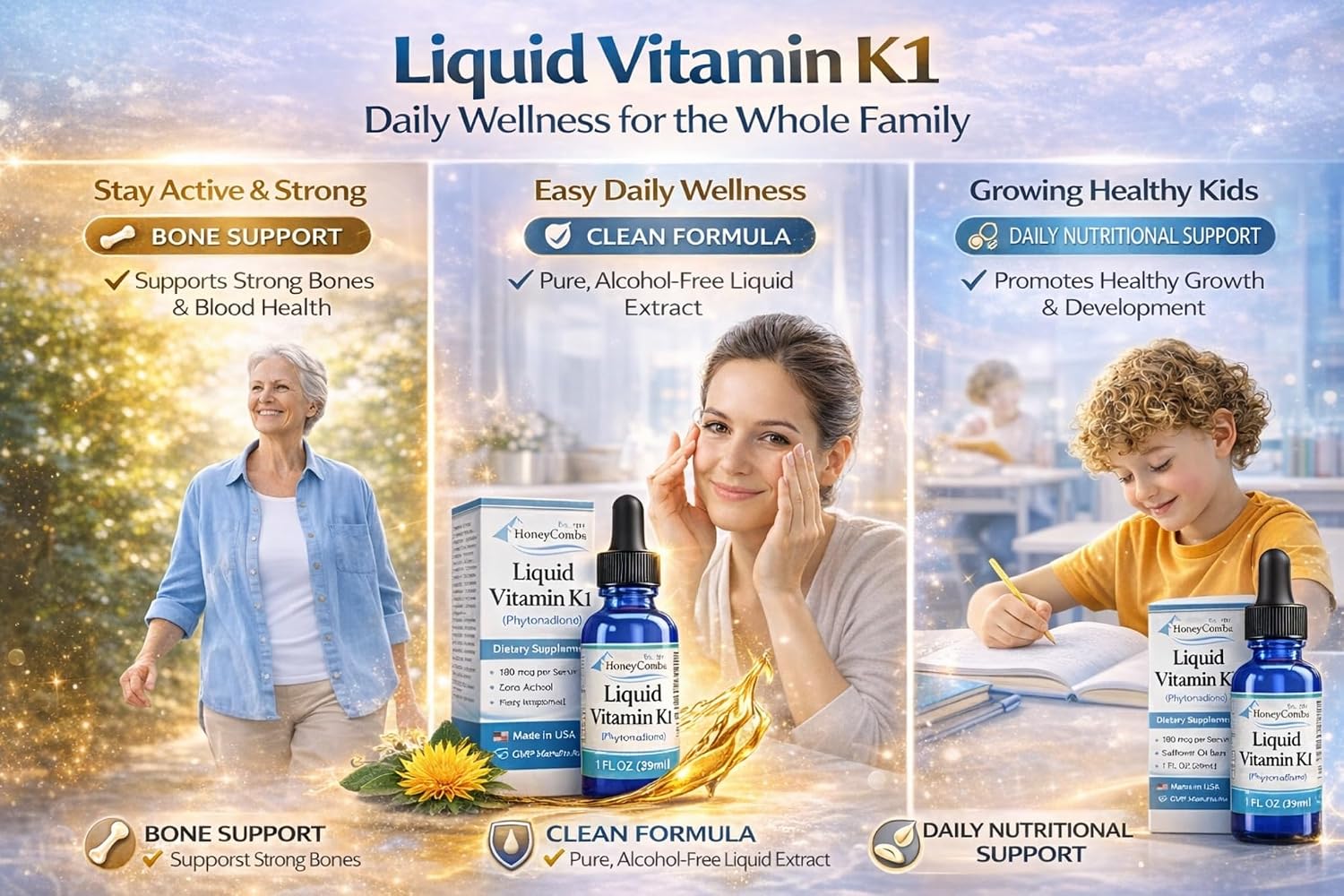 HoneyCombs Vitamin K1 Liquid Drops – Phytonadione for Newborns & Adults, 30 mL