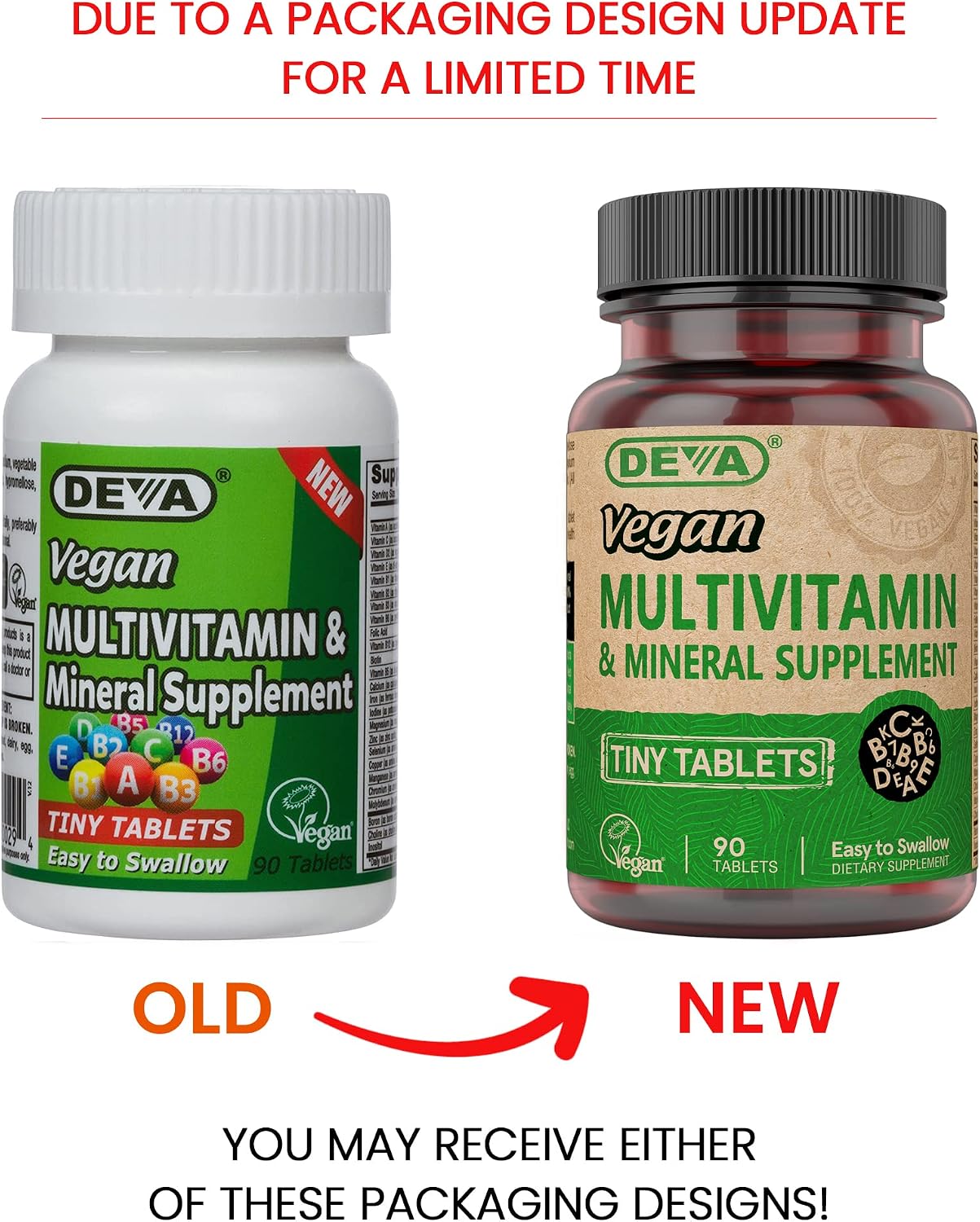 DEVA Vegan Multivitamin & Mineral Supplement – Tiny Tablets, 90 Tablets