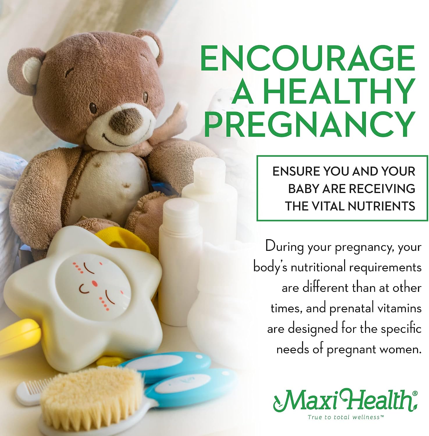 Maxi Health Prenatal Vitamins for Women – One Daily with Iron, Folate, Choline & Vitamin D3 – 60 Tablets