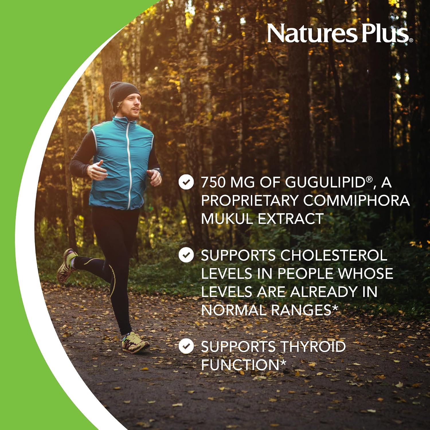 NaturesPlus Herbal Actives Gugulipid, Extended Release - 1000 mg, 2.5% Guggulsterones - 30 Vegan Tablets