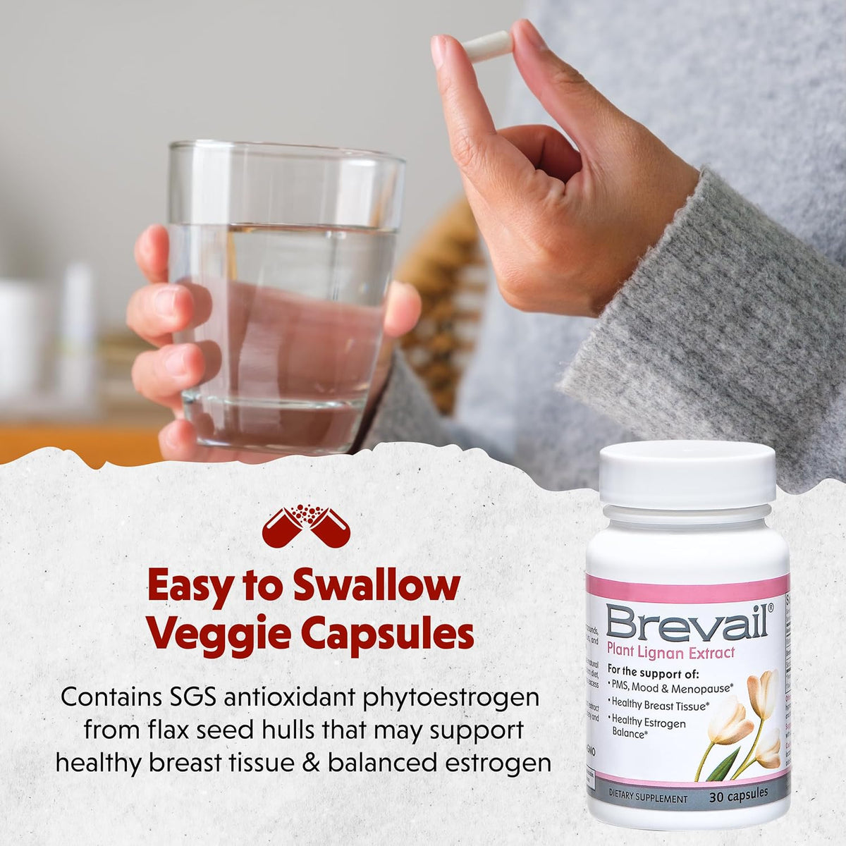 Barlean's Brevail Plant Lignan Extract - Women's Breast Health Supplement, 30 Vegan Capsules - görsel 4