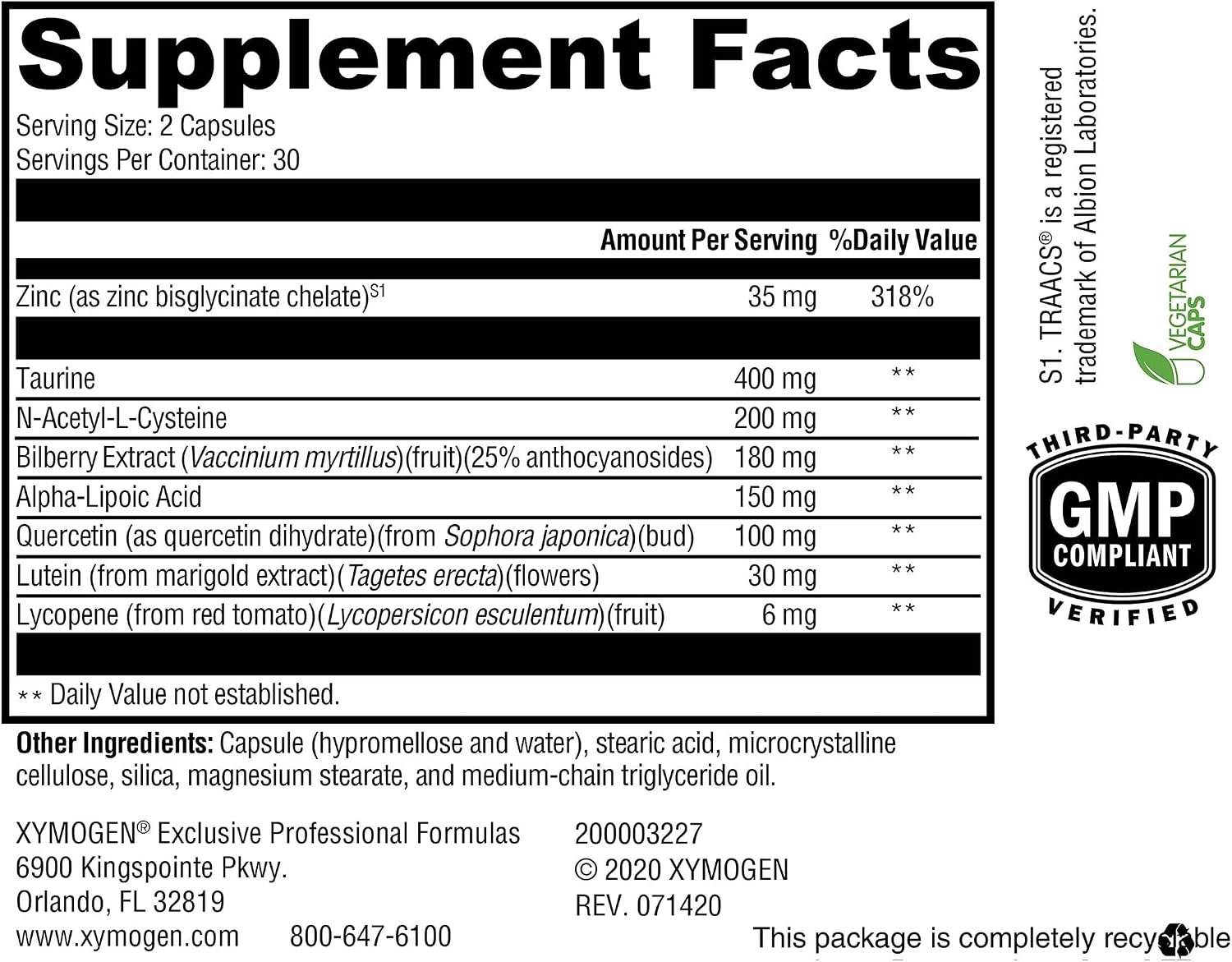 XYMOGEN I-Sight - Eye Health & Vision Support - Antioxidant Nutrient Formula - Supports Macula, Retina & Lens Health - Vegetarian, Gluten-Free & Dairy-Free - 60 Capsules