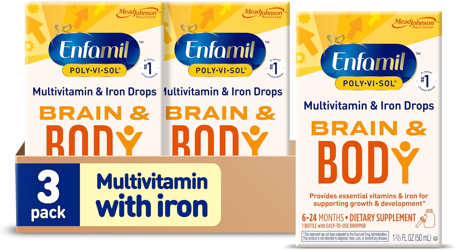 Enfamil Poly-Vi-Sol 8 Multi-Vitamins & Iron Supplement Drops for Infants & Toddlers
