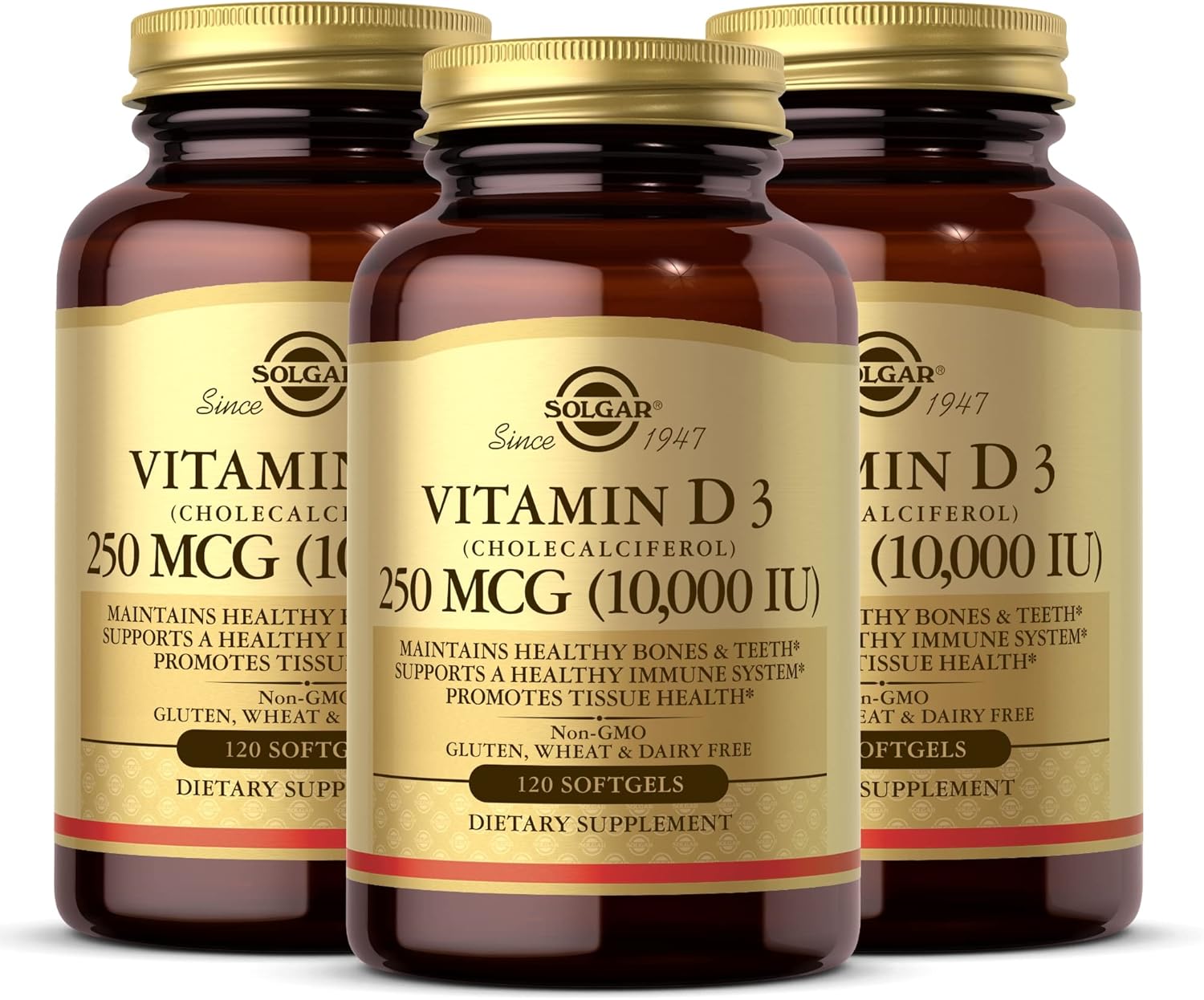 Solgar Vitamin D3 (Cholecalciferol) 125 mcg (5000 IU), 100 Softgels – Bone and Immune Support