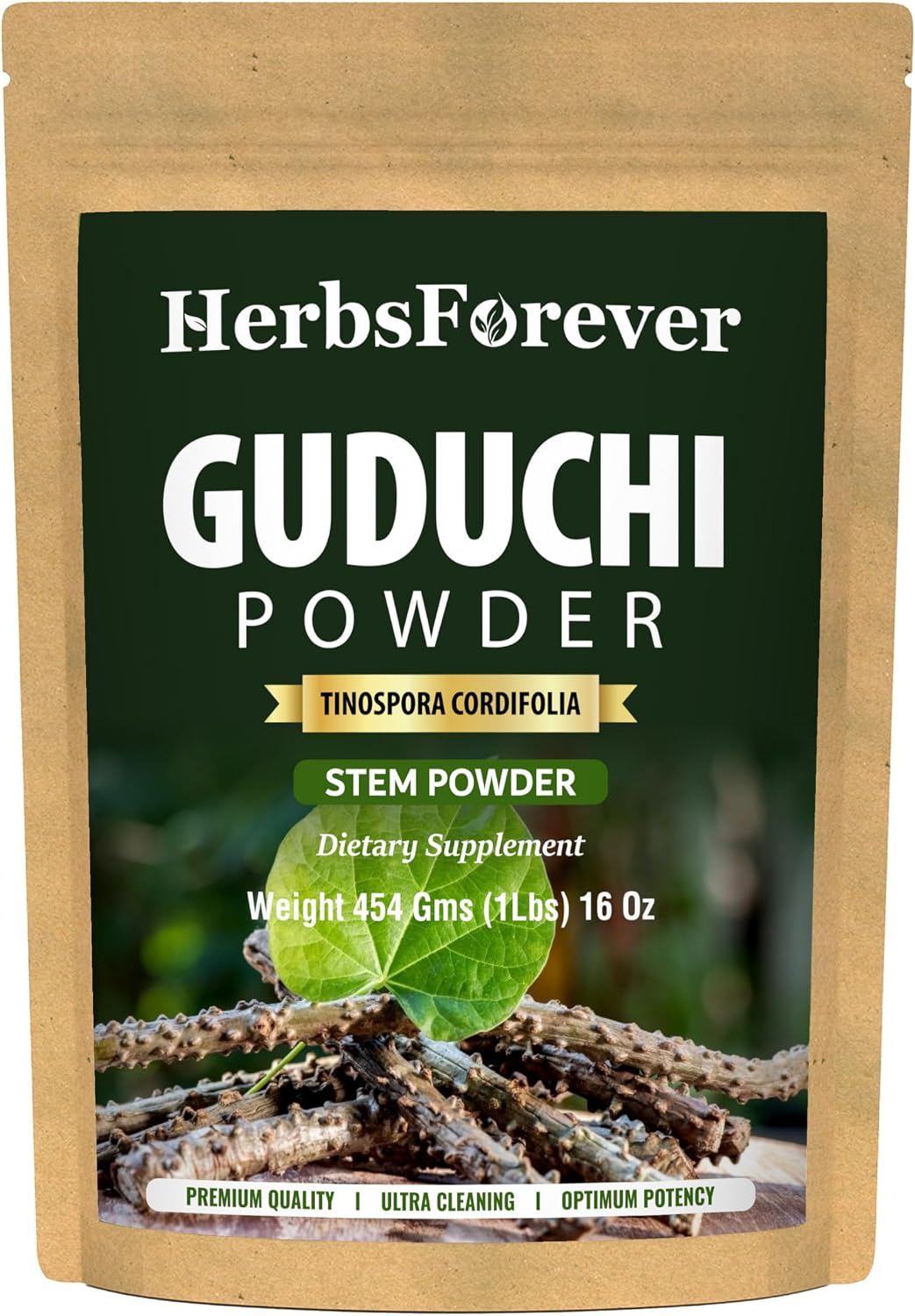 Herbsforever Guduchi Powder (Tinospora cordifolia) - 454 g, Traditional Ayurvedic Herbal Supplement