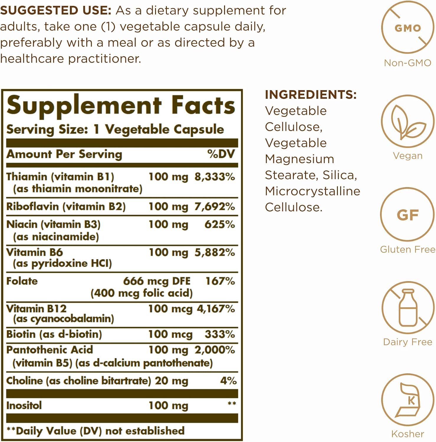 Solgar B-Complex '100', 50 Vegetable Capsules