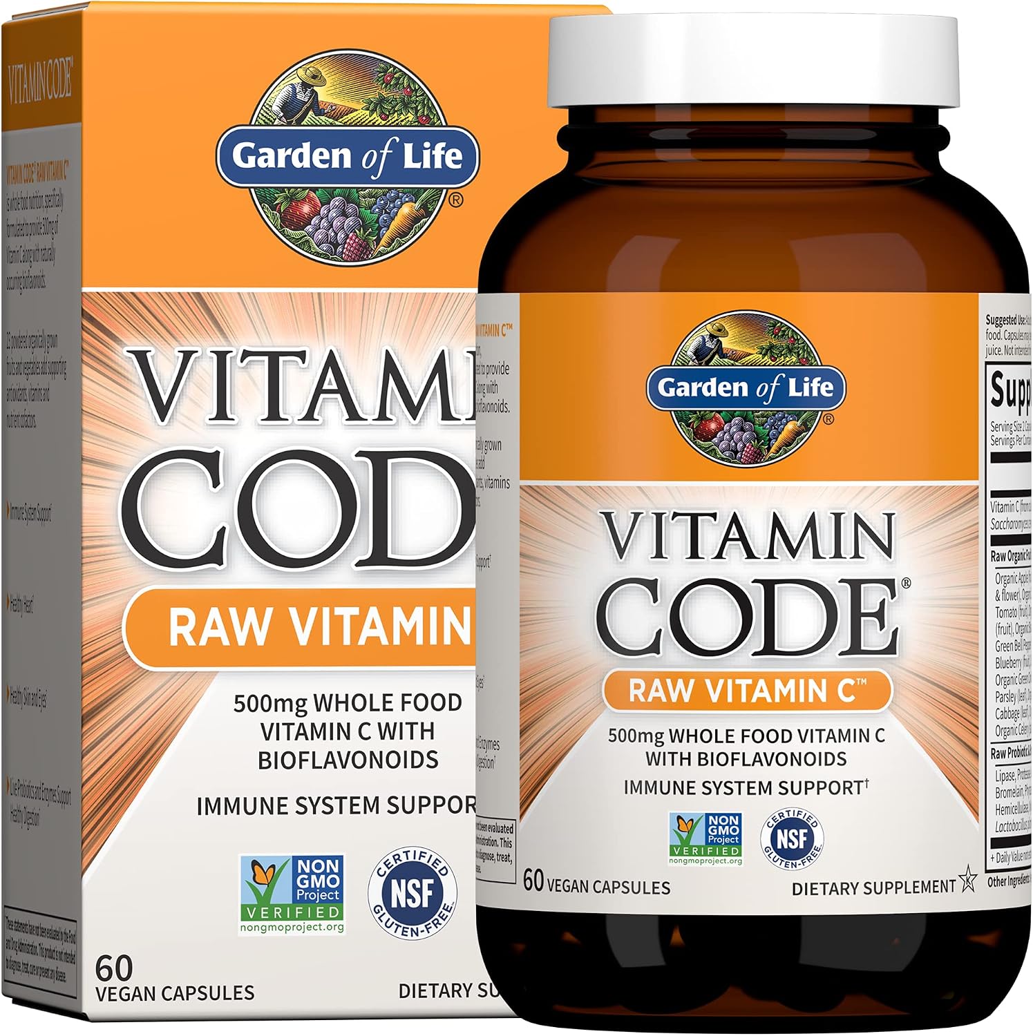 Garden of Life Vitamin Code Raw Vitamin C - 500 mg, 60 Capsules