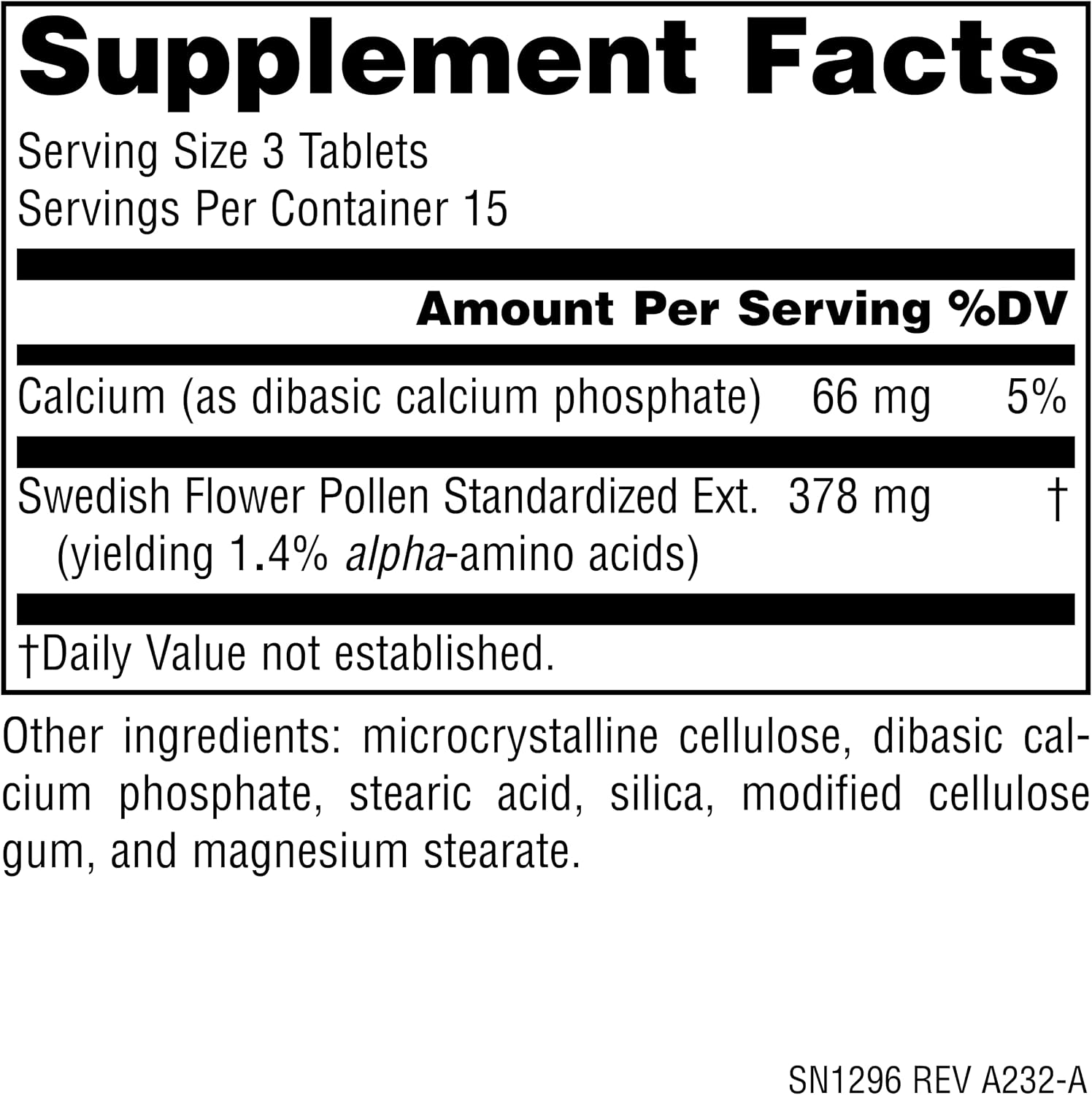Source Naturals Swedish Flower Pollen Extract Supplement – 45 Tablets