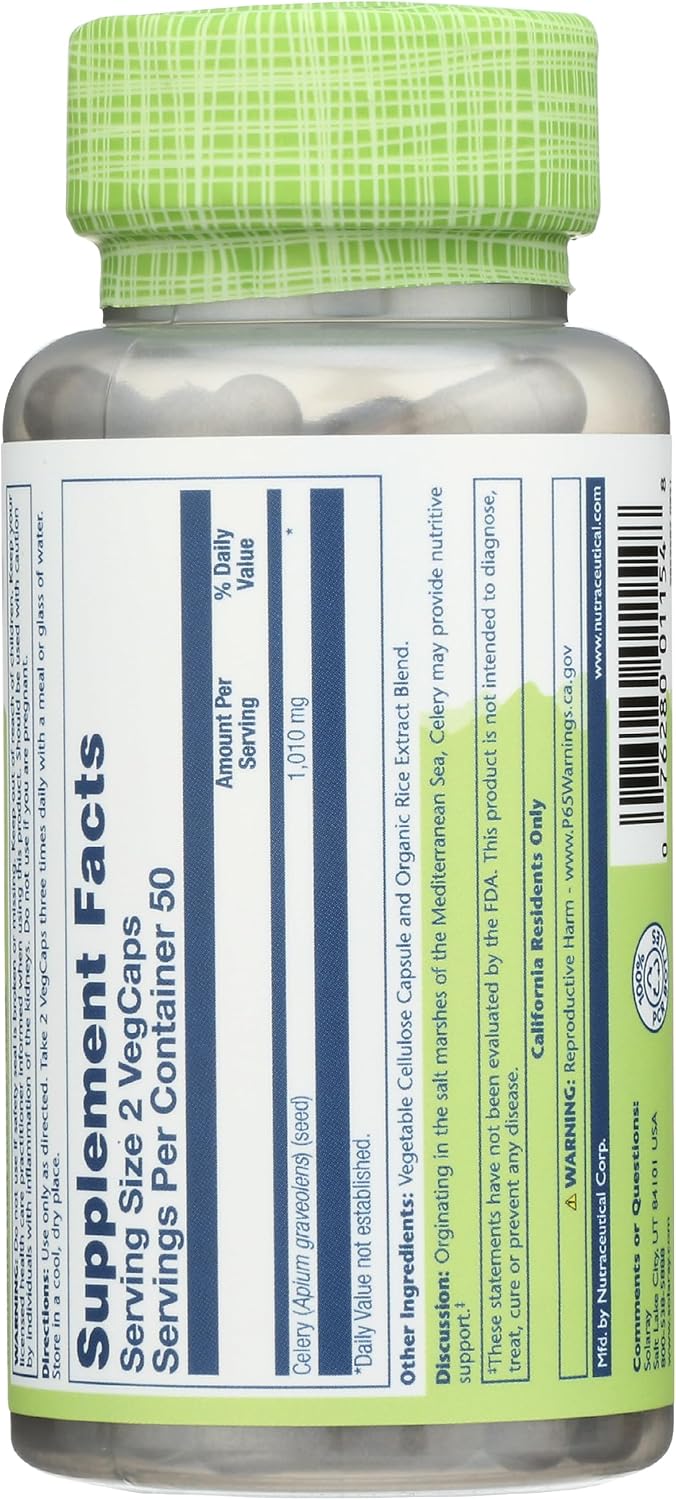 Solaray Celery Seed, 505 mg, 100 Vegetarian Capsules