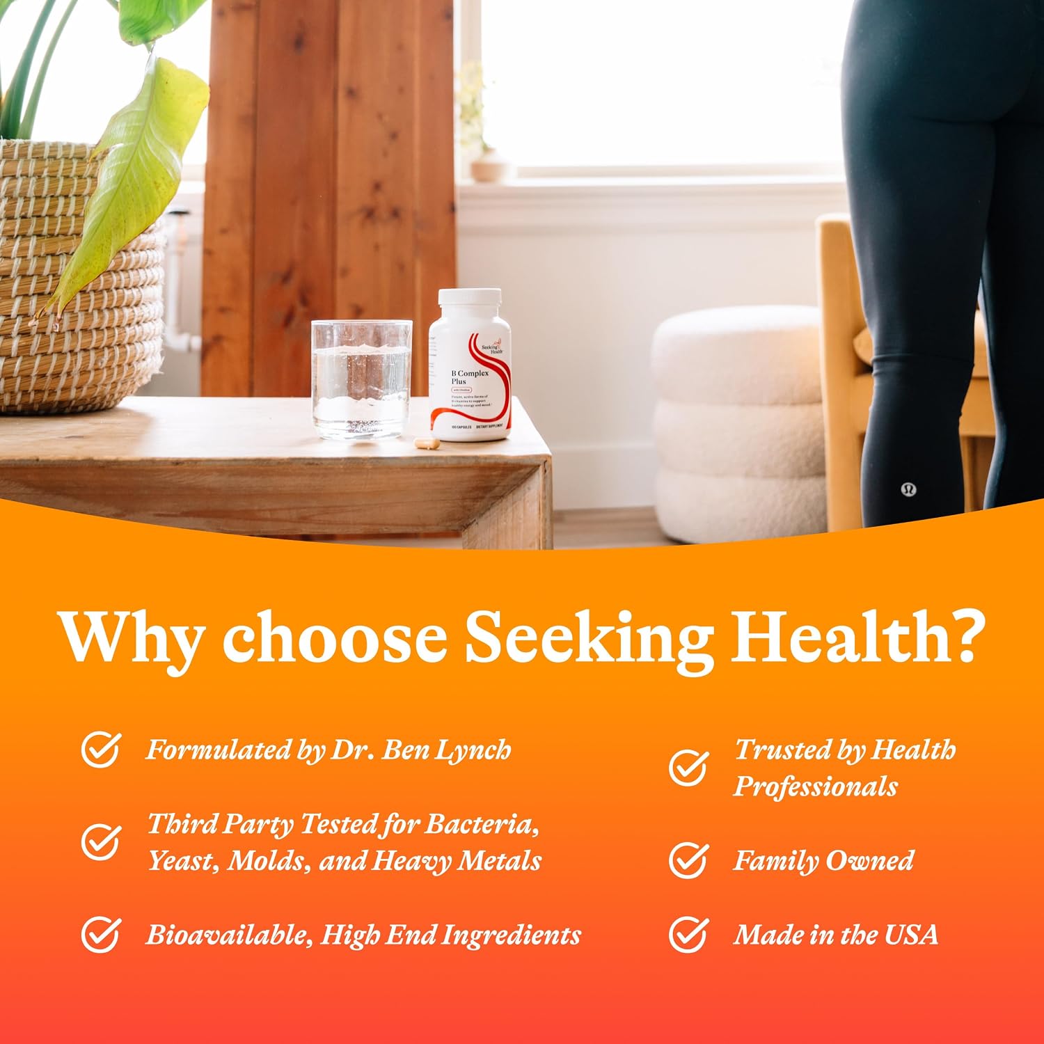 Seeking Health B Complex Plus – Vitamin B Supplement with Choline and Riboflavin – 100 Capsules