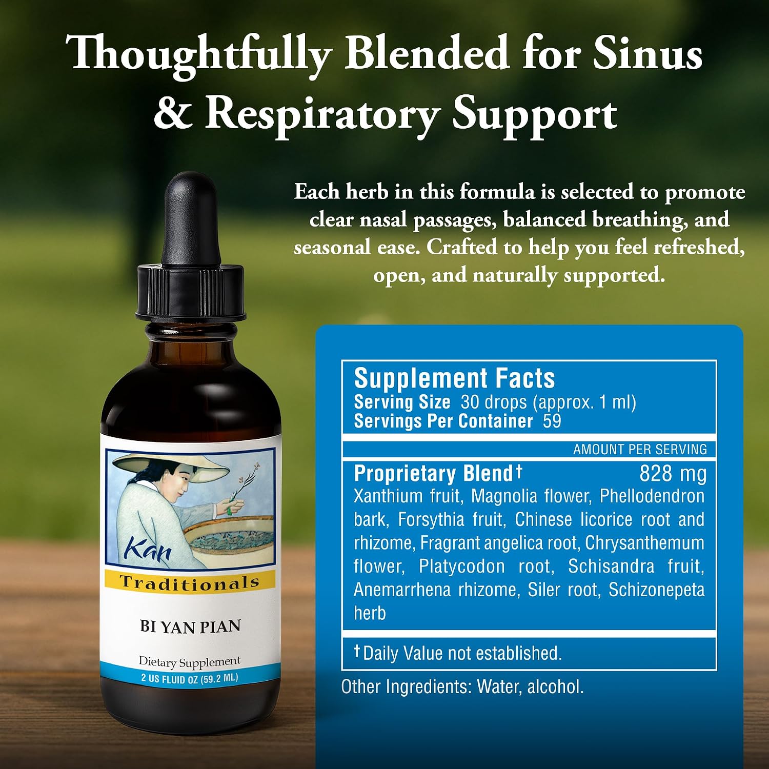 Kan Herb Company Bi Yan Pian – Traditional Chinese Herbal Formula for Sinus Health, Liquid Extract, 2 fl oz (59 mL)