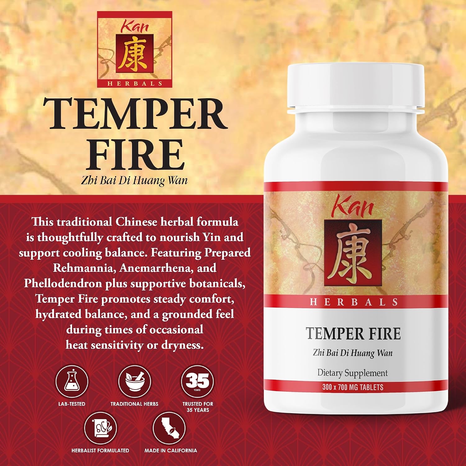Kan Herbs - Temper Fire 300 Tablets
