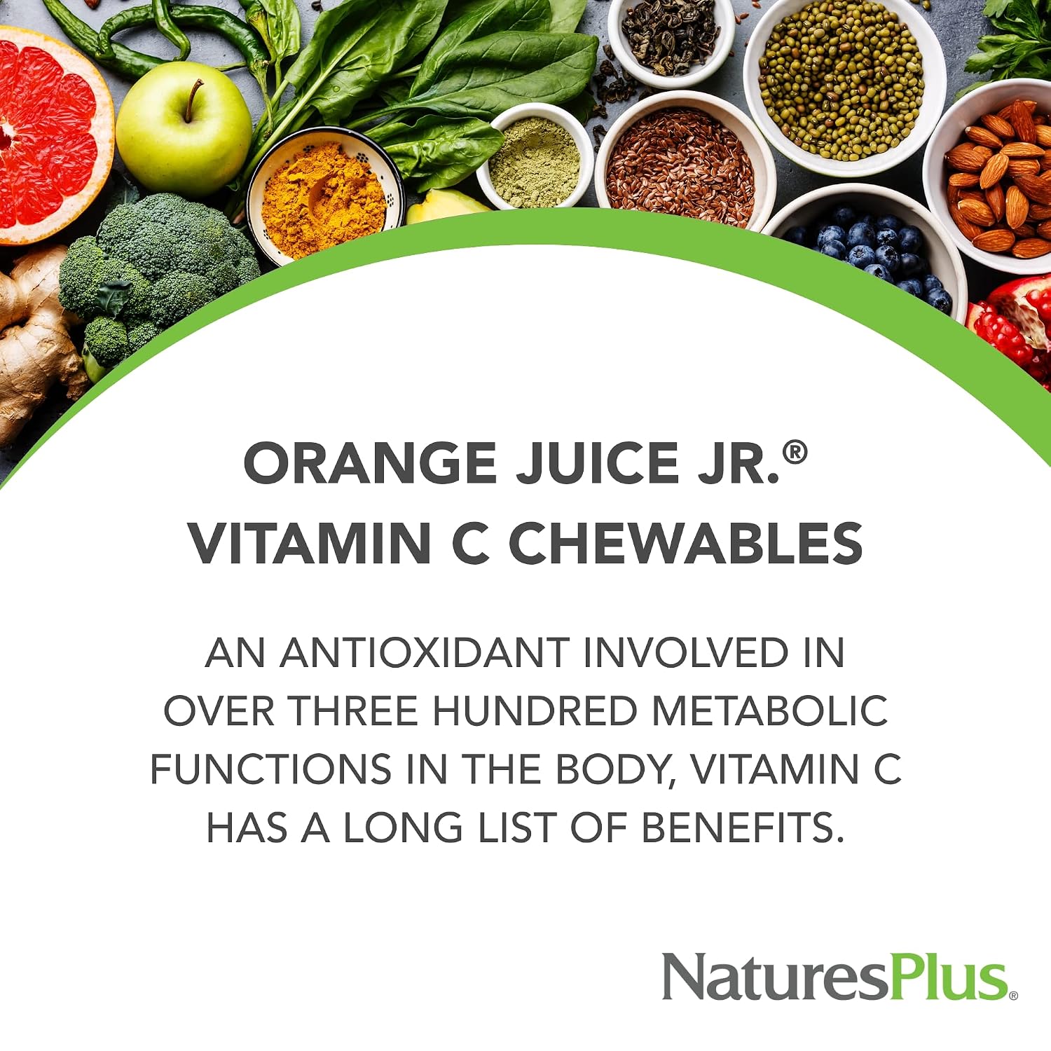 NaturesPlus Orange Juice Junior Chewable Vitamin C, 100 mg, 90 Vegetarian Tablets