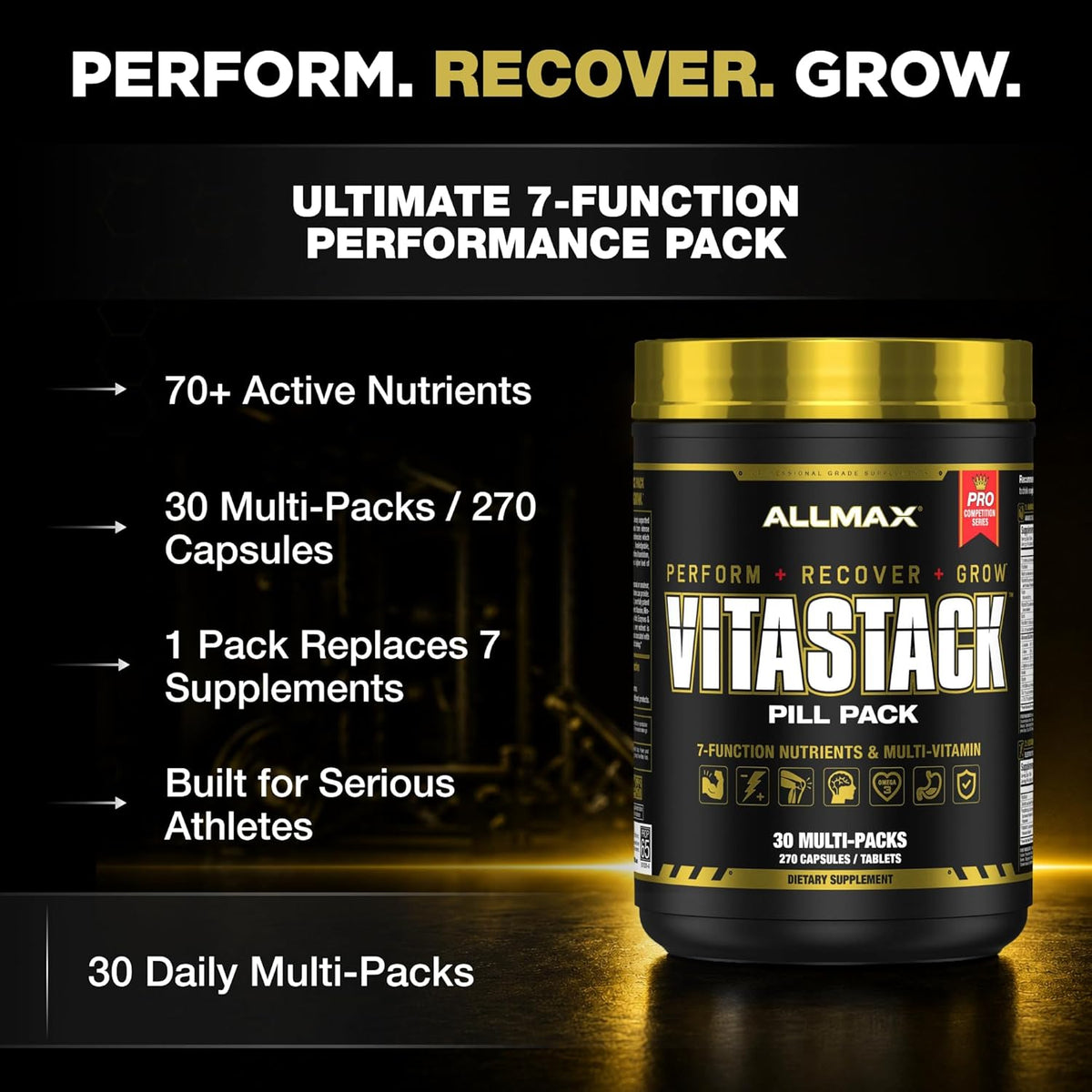ALLMAX VITASTACK Multivitamin Packs – 30 Daily Packs with Omega-3, BCAAs & Enzymes - görsel 7