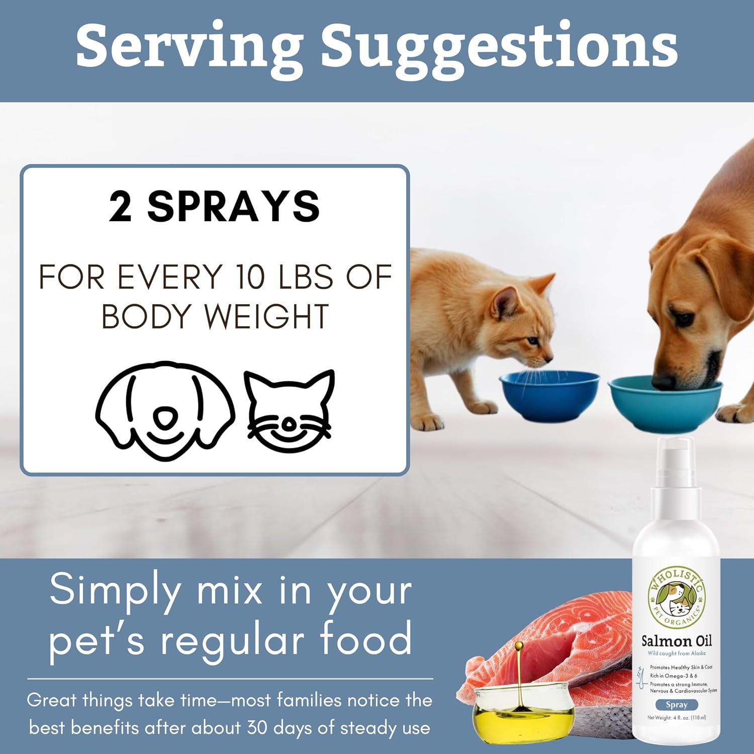 Wholistic Pet Organics Wild Alaskan Salmon Oil for Dogs and Cats - Omega-3 Fish Oil Supplement - 118 ml
