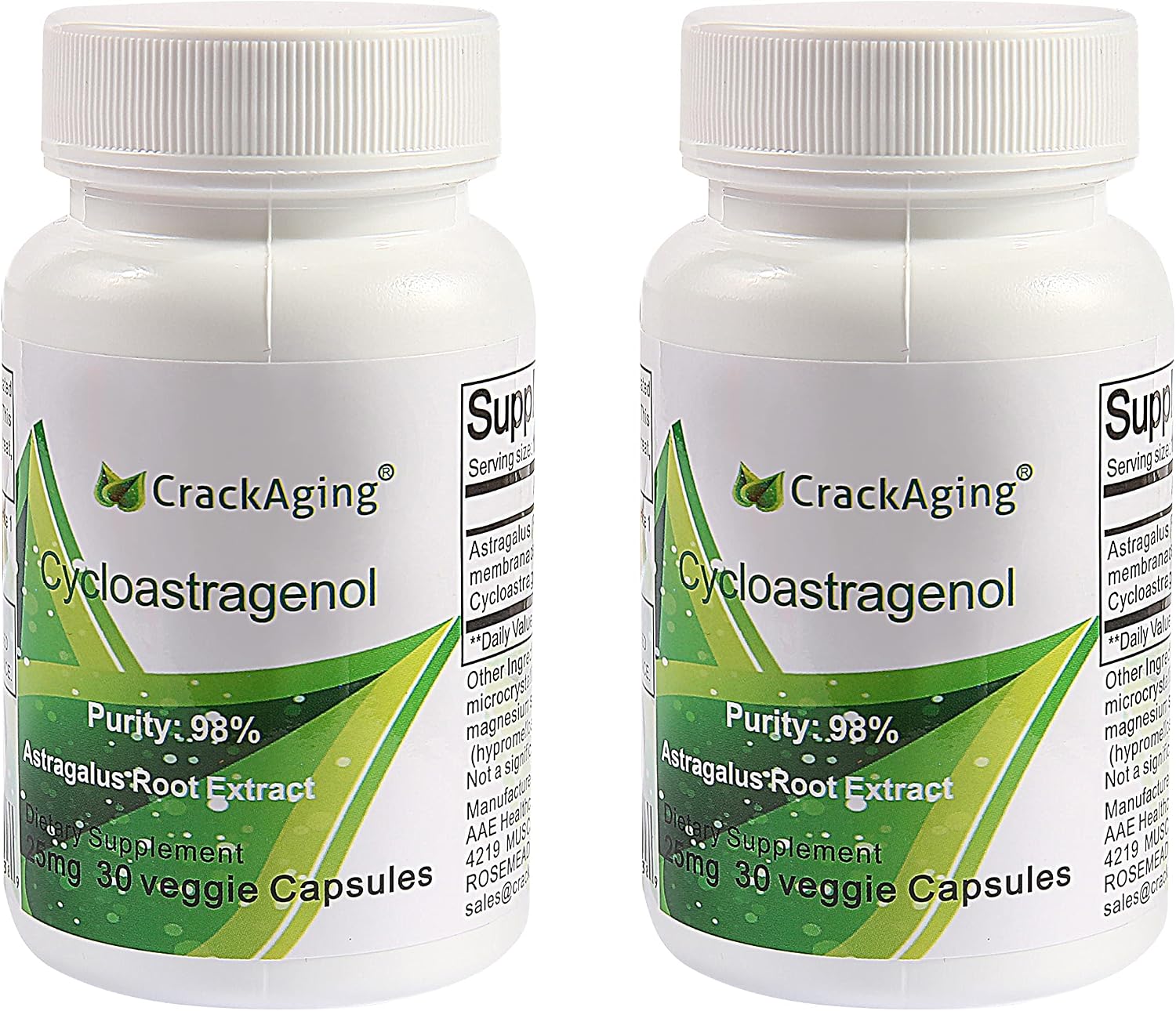 Crackaging Super-Absorption Cycloastragenol 98% 25 mg, 60 Capsules