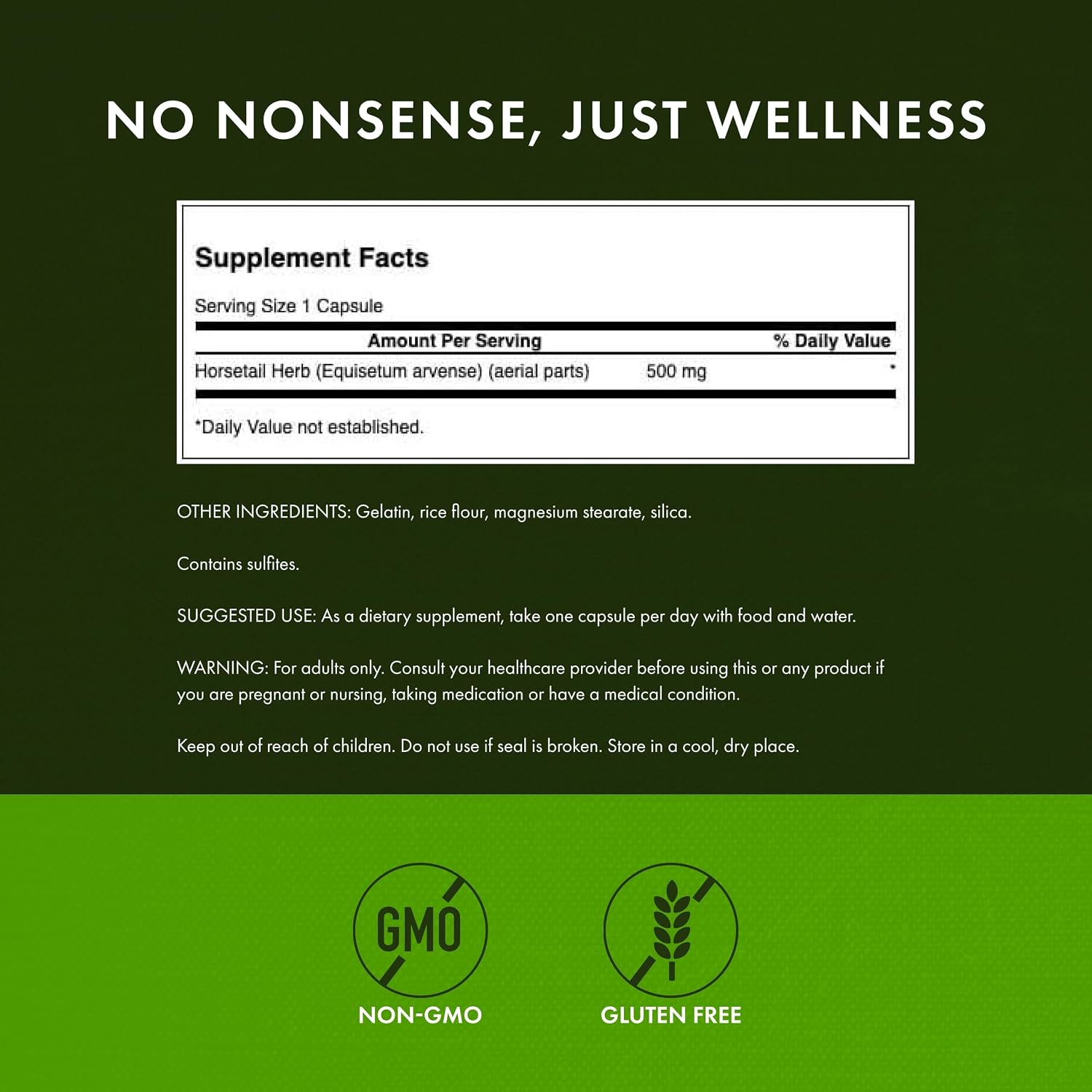 Swanson Horsetail – Herbal Supplement for Healthy Hair, Skin & Nails – 500 mg, 90 Capsules