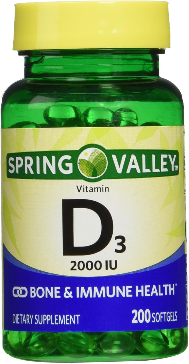 Spring Valley Vitamin D3 2000 IU Softgels, Twin Pack (400 Softgels Total)