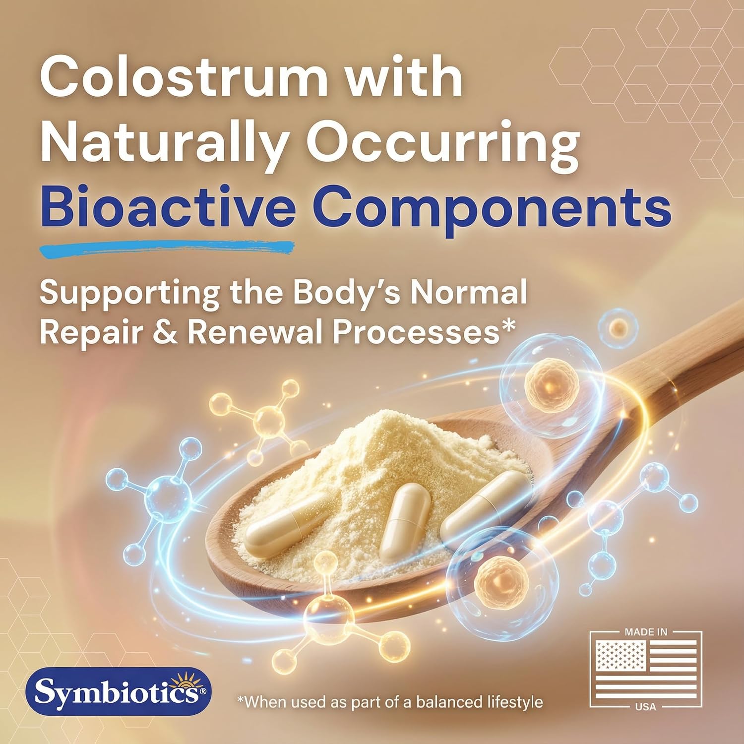Symbiotics Colostrum Vegetable Capsules – Immune & Gut Support with Lactoferrin and Naturally Occurring IgG – 60 Vegetable Capsules – Natural Health Product