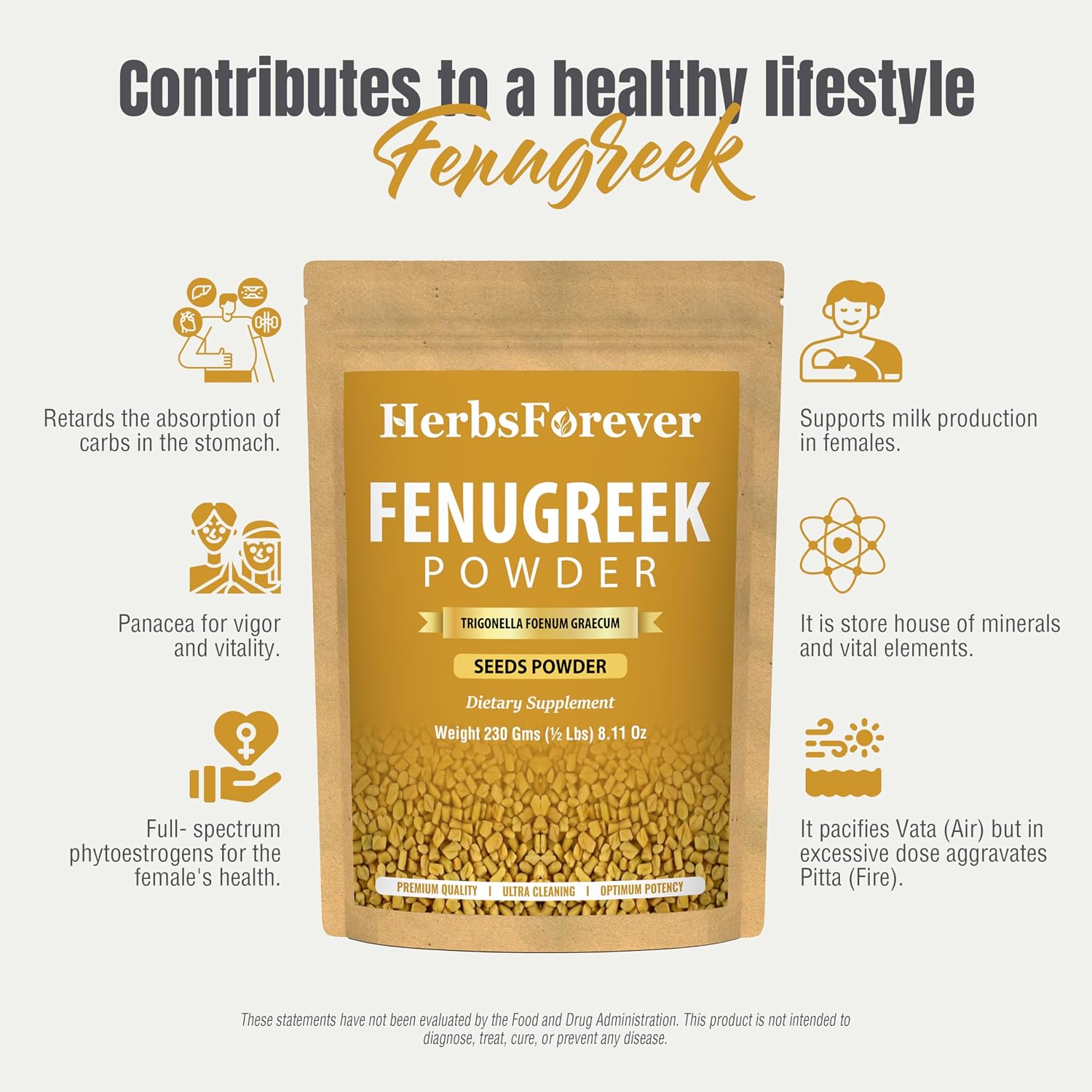 HerbsForever Fenugreek Powder (Seeds) - 230 g