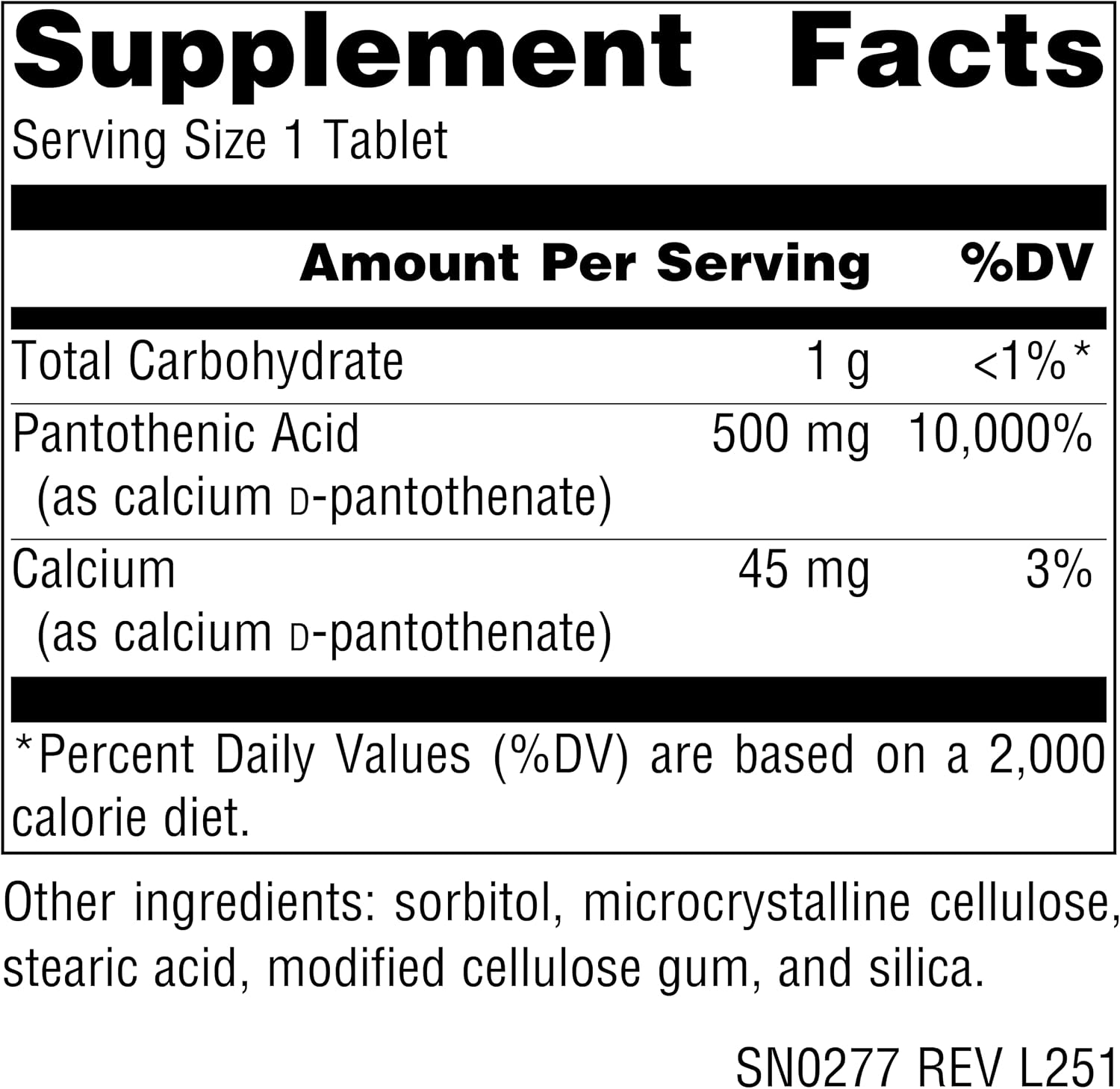 Source Naturals Pantothenic Acid (Vitamin B5) – 500 mg – 100 Tablets