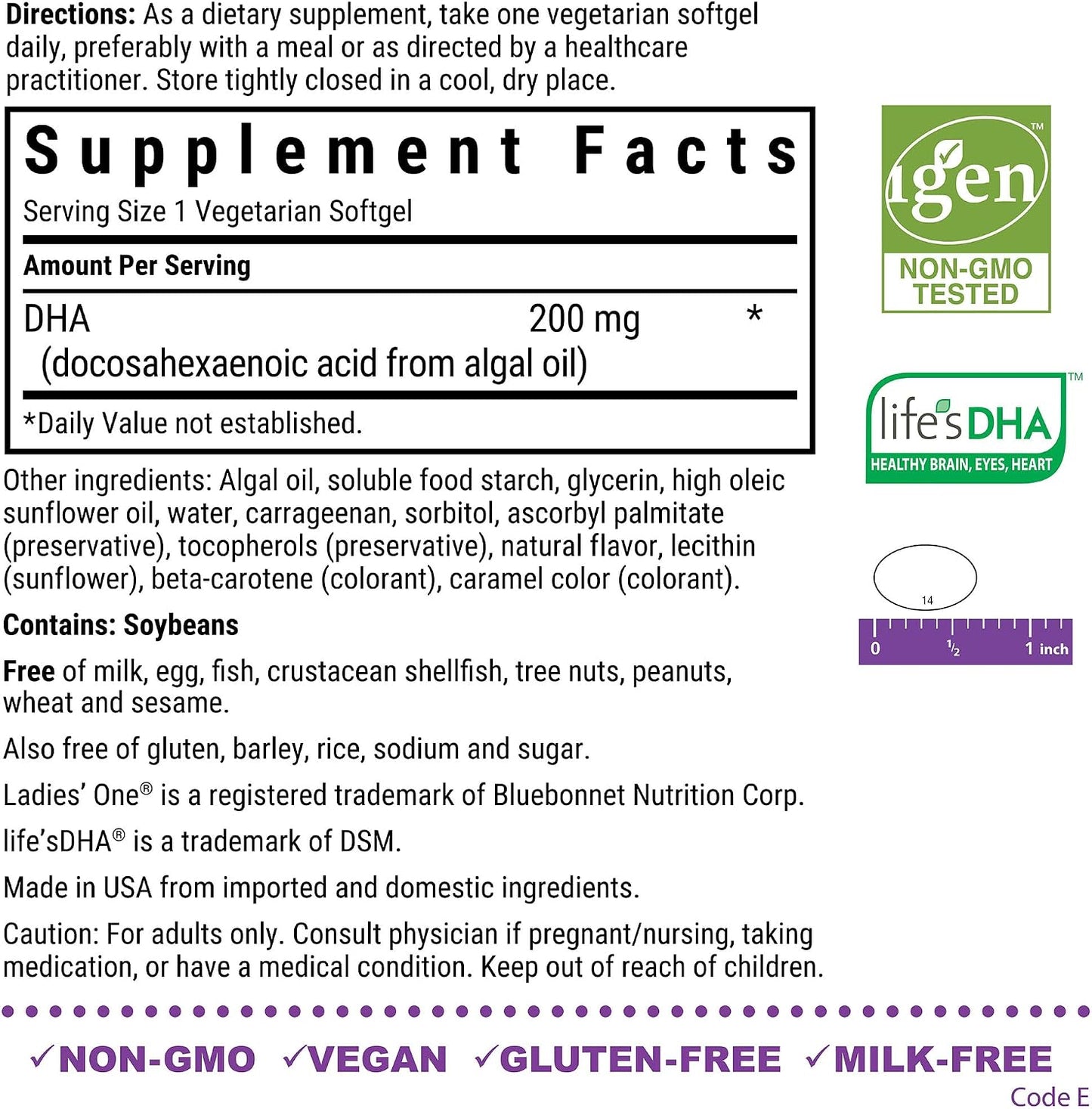 Bluebonnet Early Promise Prenatal Gentle DHA 200 mg, 60 Vegetarian Softgels - görsel 2