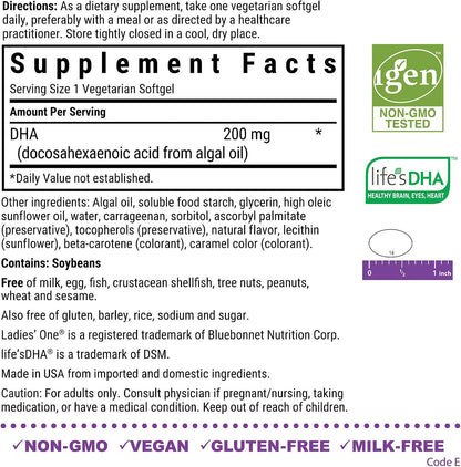 Bluebonnet Early Promise Prenatal Gentle DHA 200 mg, 60 Vegetarian Softgels