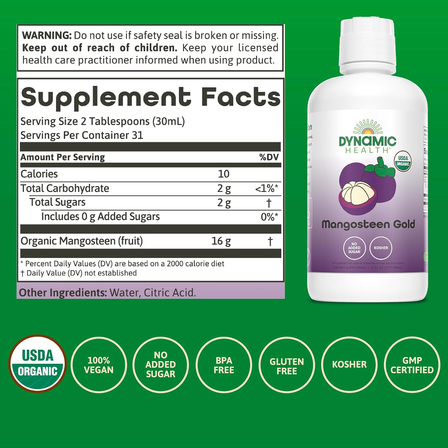 Dynamic Health Organic Mangosteen Gold Juice, 946 mL