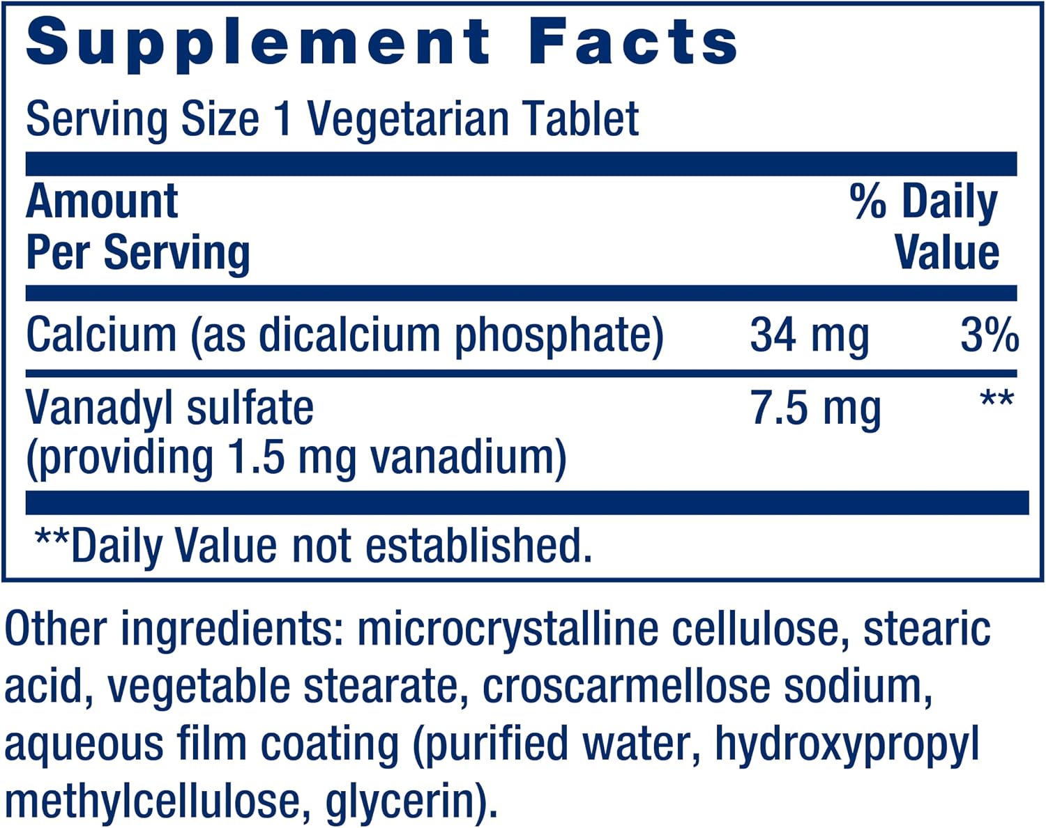 Life Extension Vanadyl Sulphate, Trace Mineral Supplement for Glycemic Balance and Metabolic Health – 100 Tablets