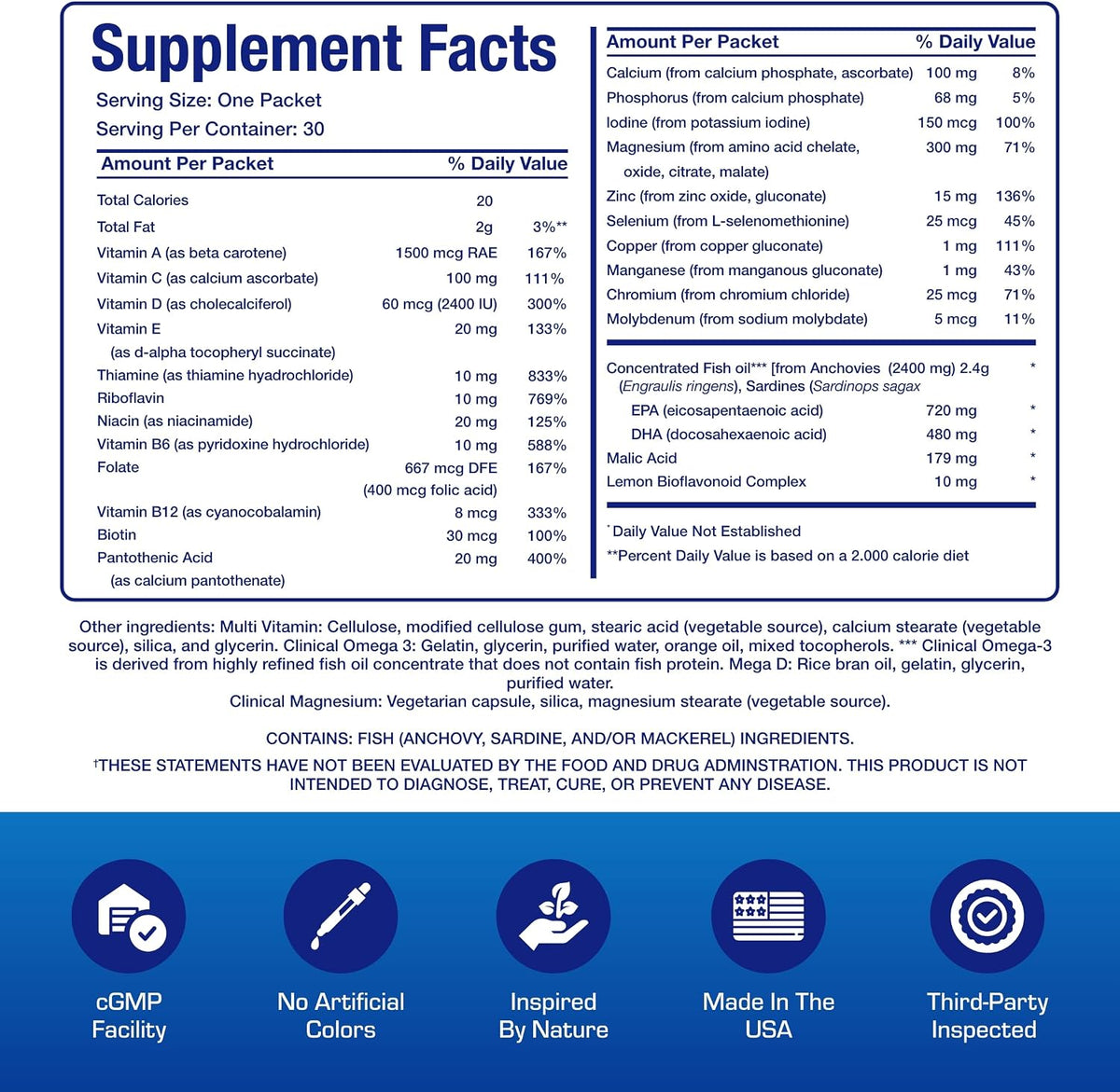 All-in-One Vitamin Packs for Women & Men Over 50 with Omega-3, Magnesium, Vitamin D3 & Citrus Bioflavonoids – 1 Month Supply - görsel 2